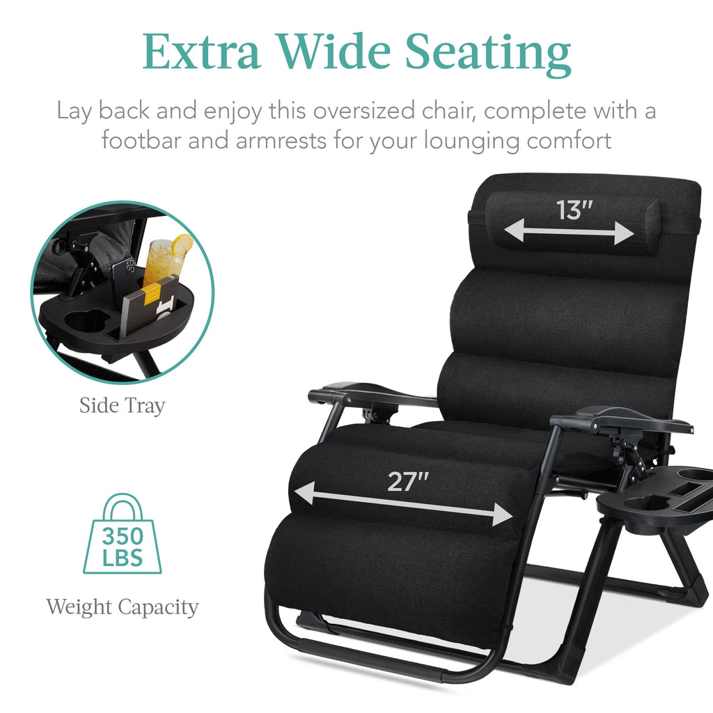 Cushioned Oversized Zero Gravity Recliner with Side Tray