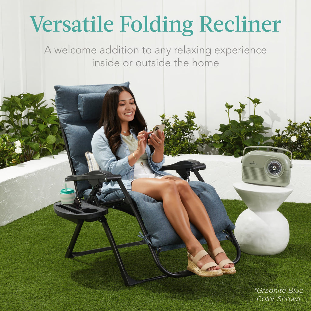 Cushioned Oversized Zero Gravity Recliner with Side Tray
