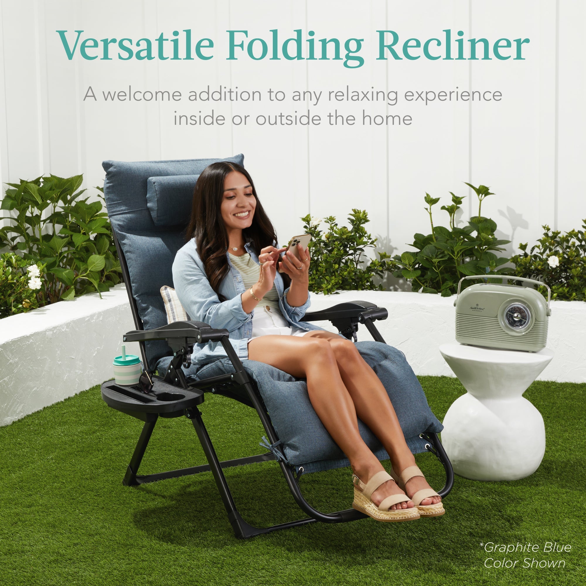 Cushioned Oversized Zero Gravity Recliner with Side Tray