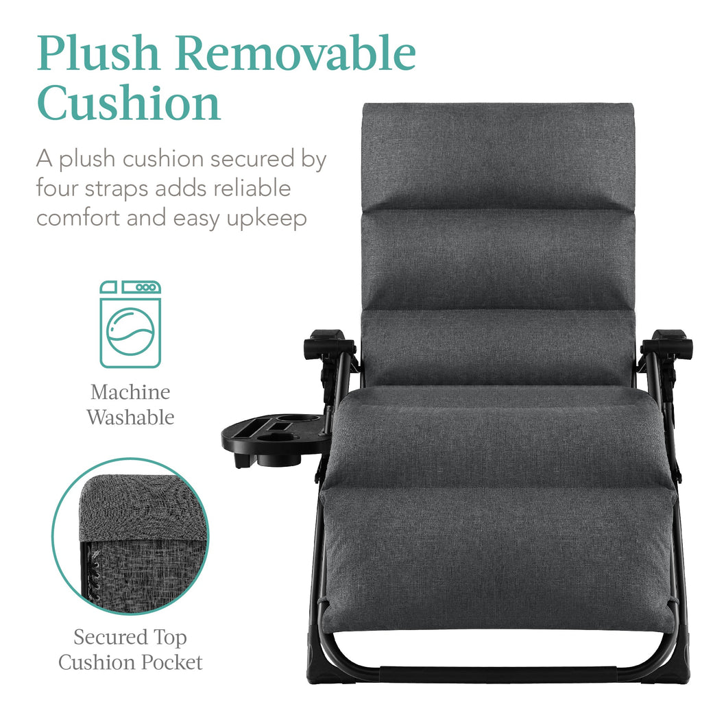 Cushioned Oversized Zero Gravity Recliner with Side Tray