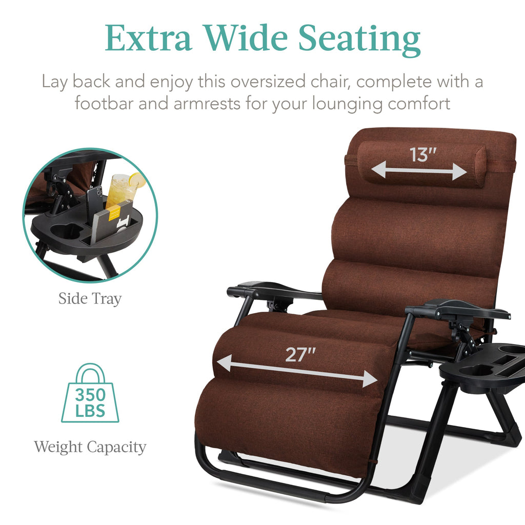 Cushioned Oversized Zero Gravity Recliner with Side Tray