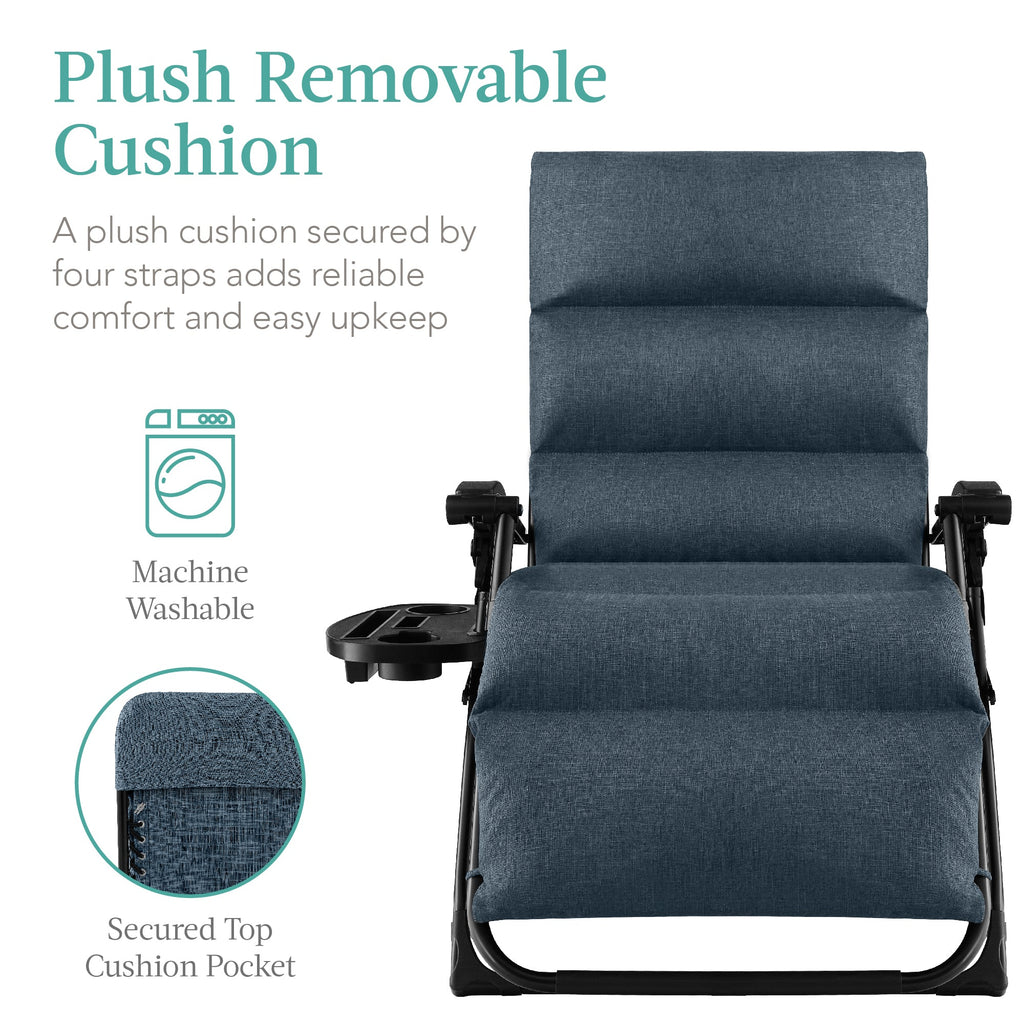 Cushioned Oversized Zero Gravity Recliner with Side Tray