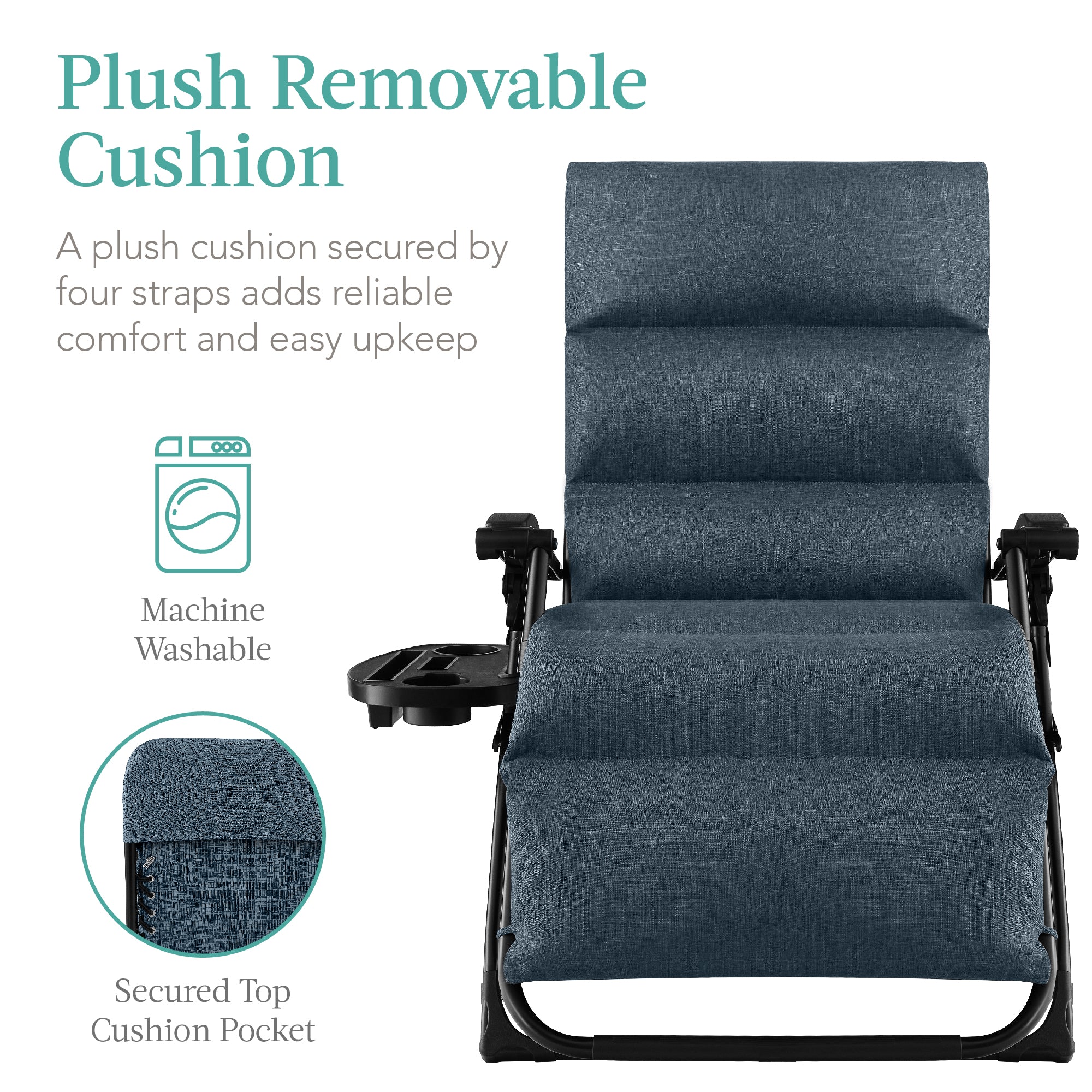 Cushioned Oversized Zero Gravity Recliner with Side Tray