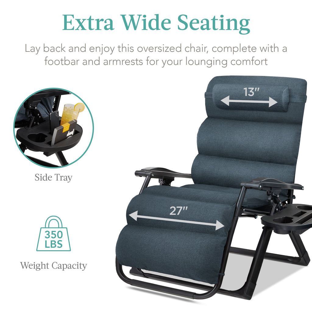 Cushioned Oversized Zero Gravity Recliner with Side Tray
