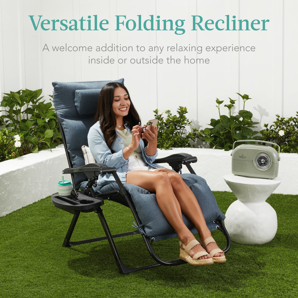 Cushioned Oversized Zero Gravity Recliner with Side Tray