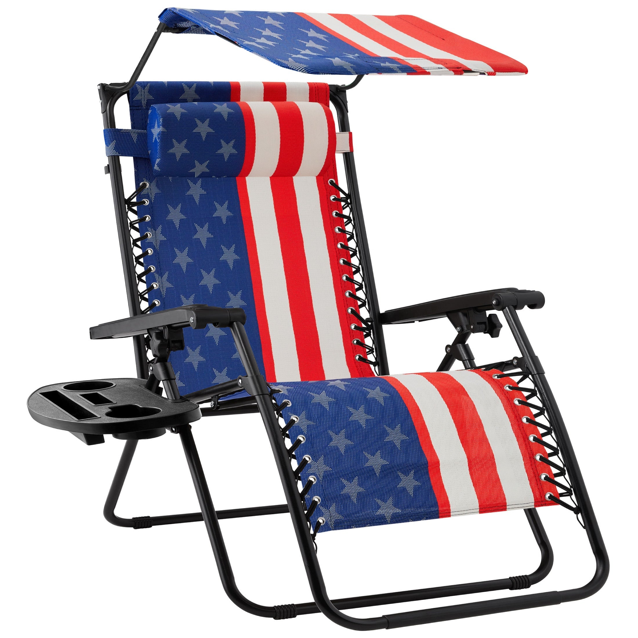 Foldable Zero-Gravity Patio Recliner with Canopy and Side Tray – The Ultimate Outdoor Lounge Chair
