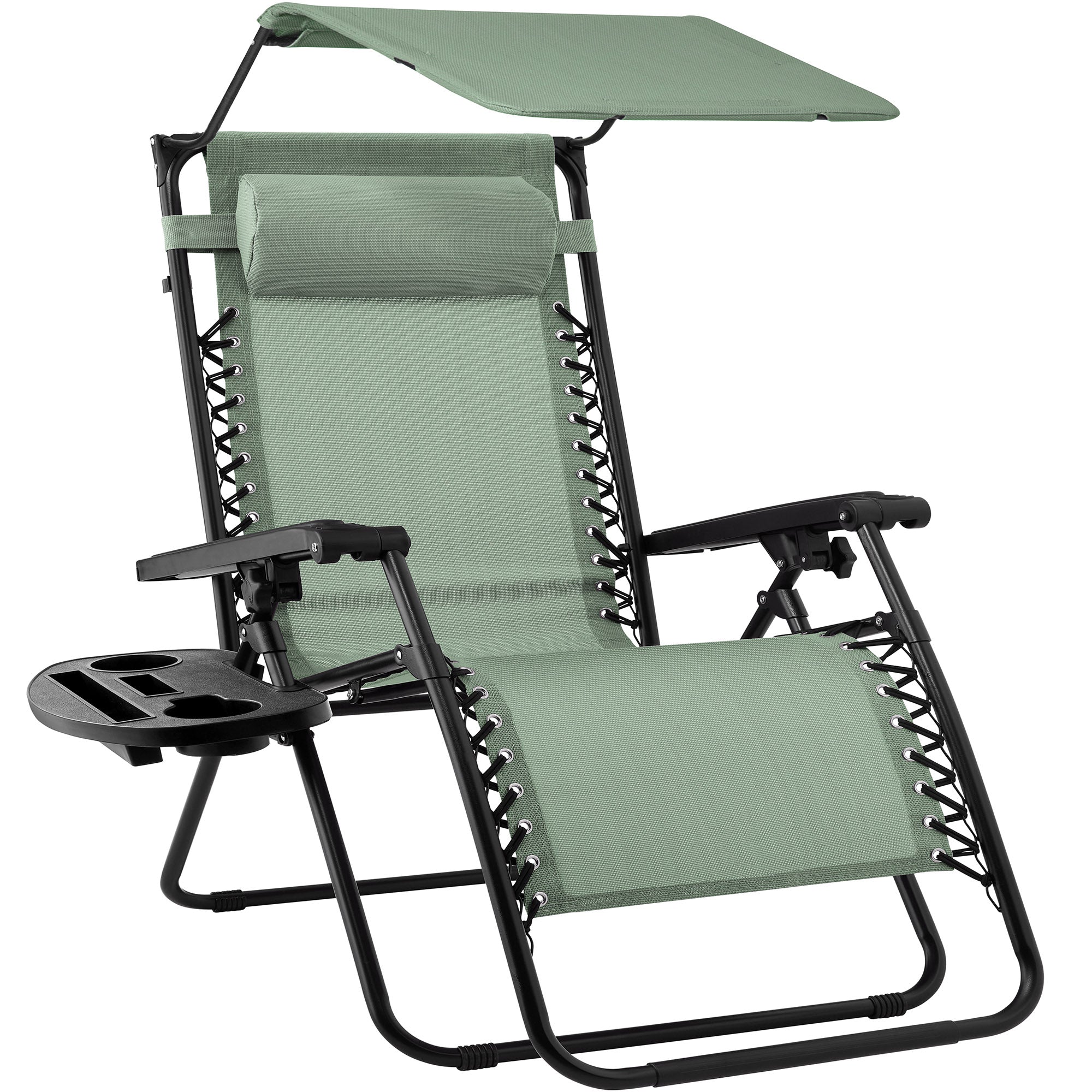 Foldable Zero-Gravity Patio Recliner with Canopy and Side Tray – The Ultimate Outdoor Lounge Chair