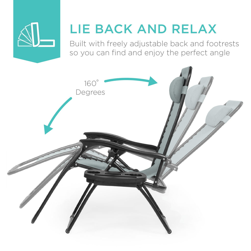 Zero Gravity Recliner Chairs - Set of 2 with Cup Holder Trays