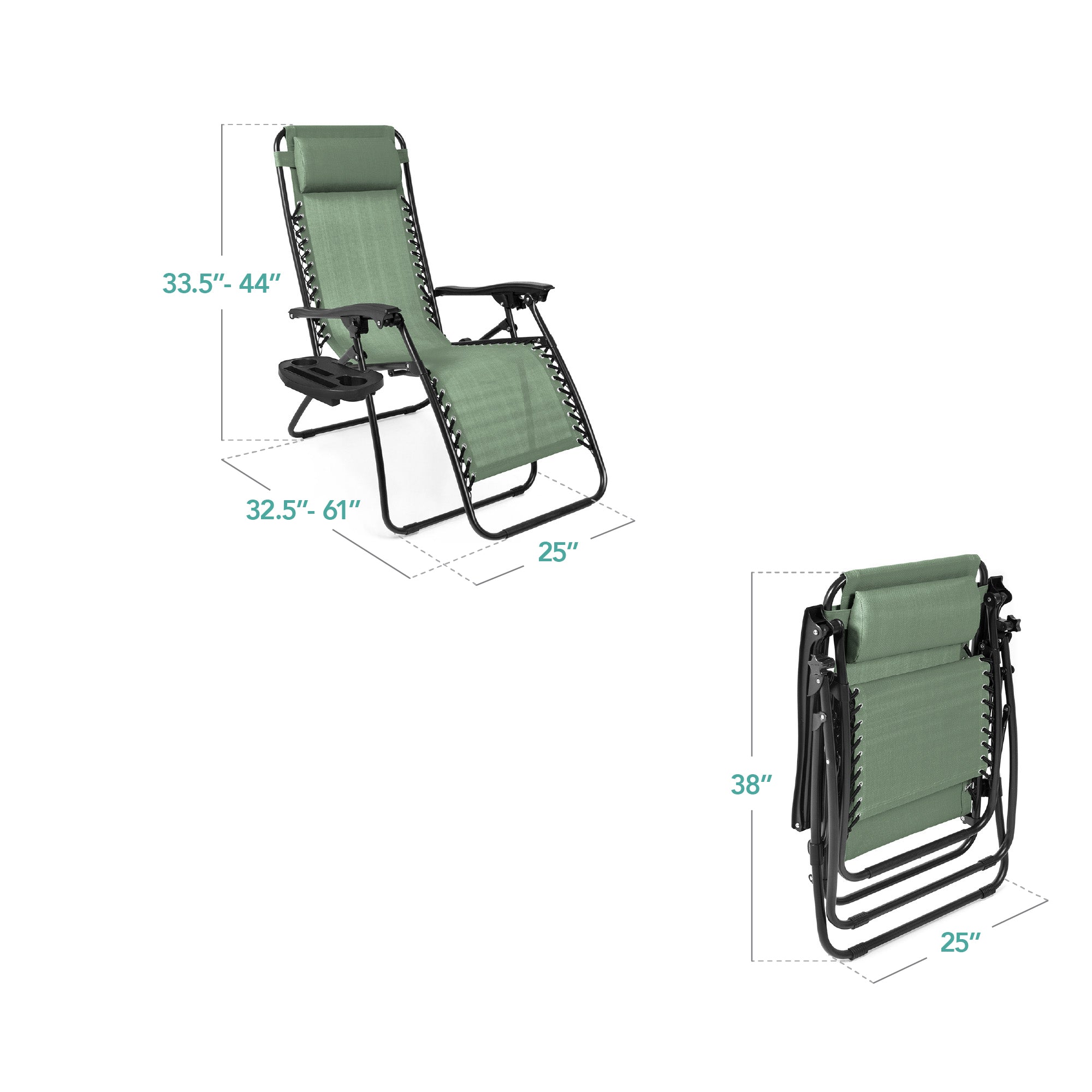 Zero Gravity Recliner Chairs - Set of 2 with Cup Holder Trays