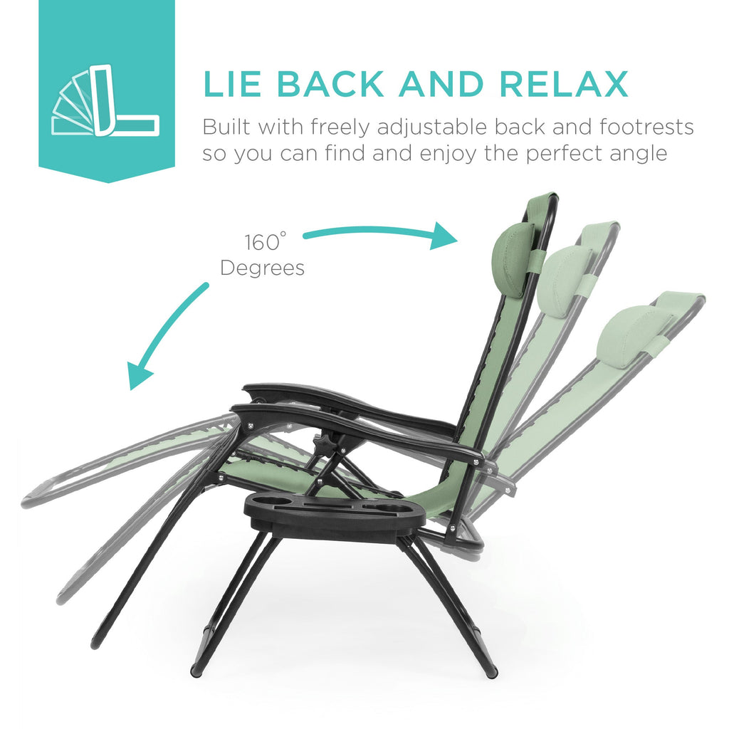 Zero Gravity Recliner Chairs - Set of 2 with Cup Holder Trays