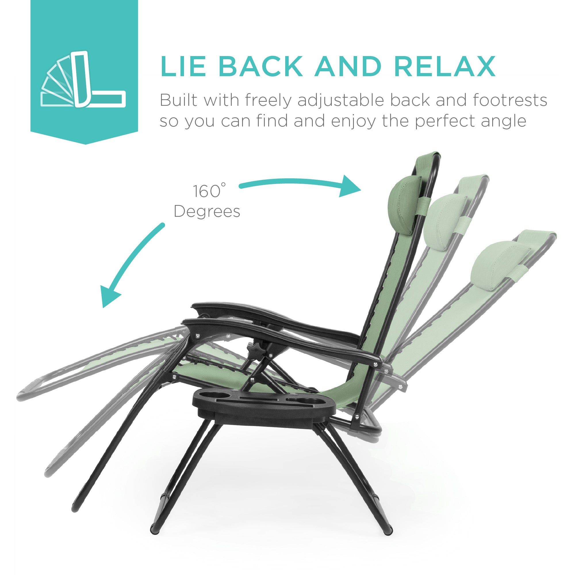 Zero Gravity Recliner Chairs - Set of 2 with Cup Holder Trays