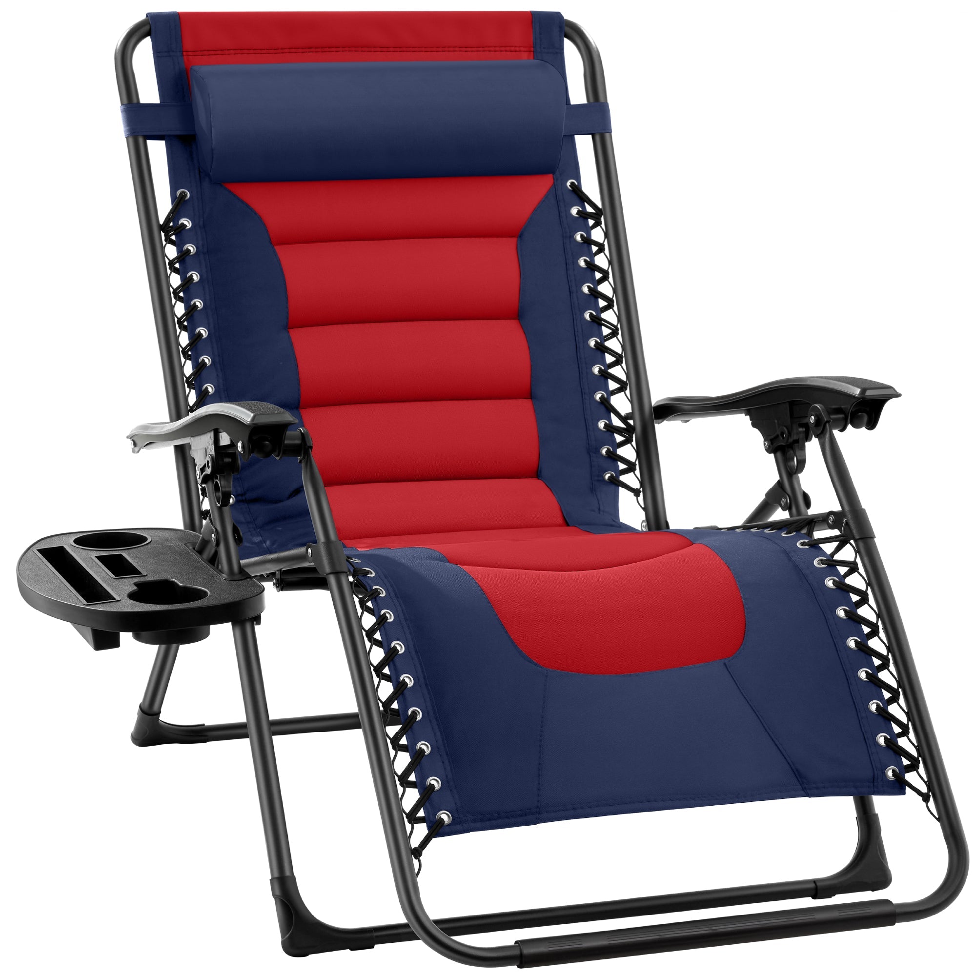 Luxurious Oversized Zero-Gravity Chair — Folding Recliner with Padded Comfort, Headrest and Side Tray