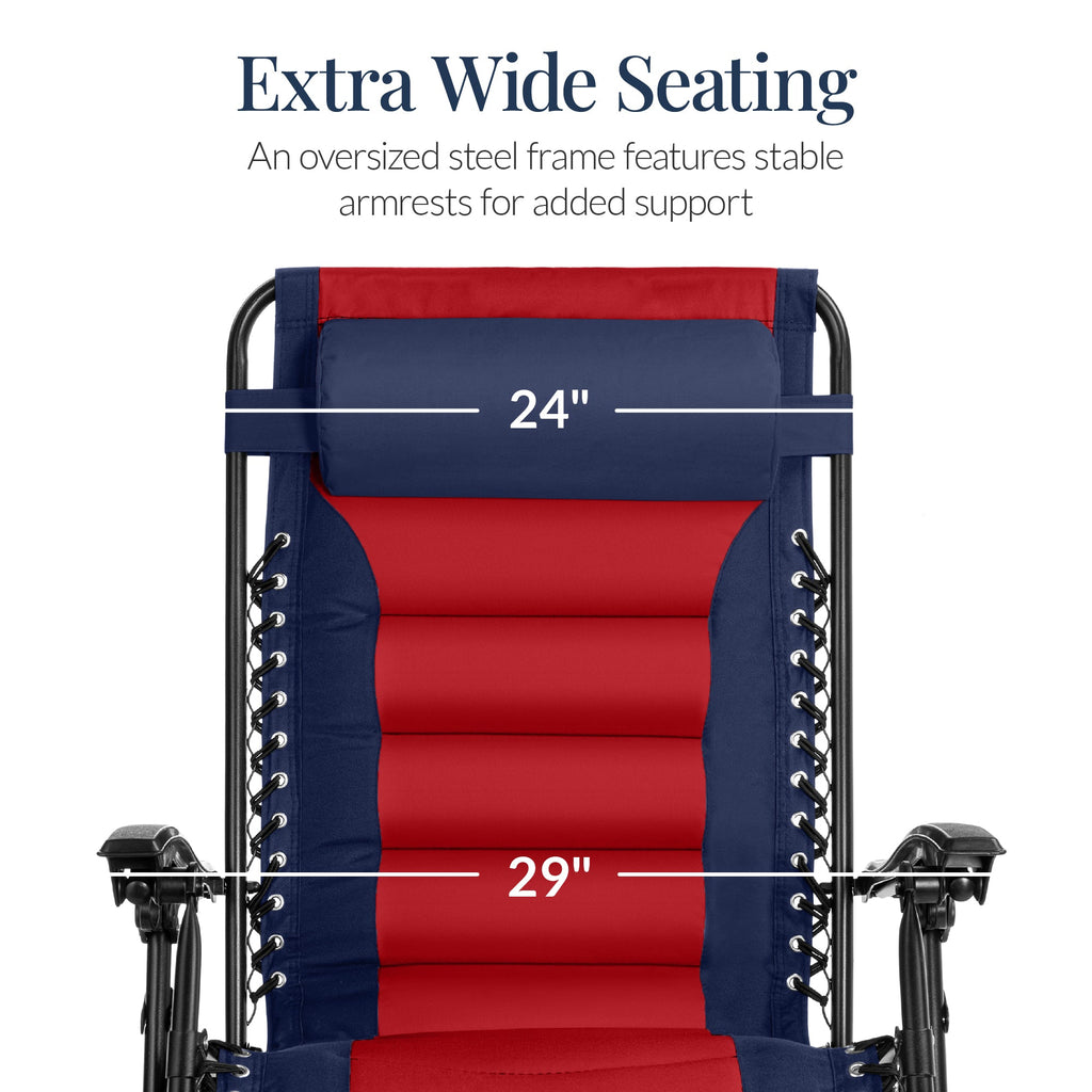 Luxurious Oversized Zero-Gravity Chair — Folding Recliner with Padded Comfort, Headrest and Side Tray