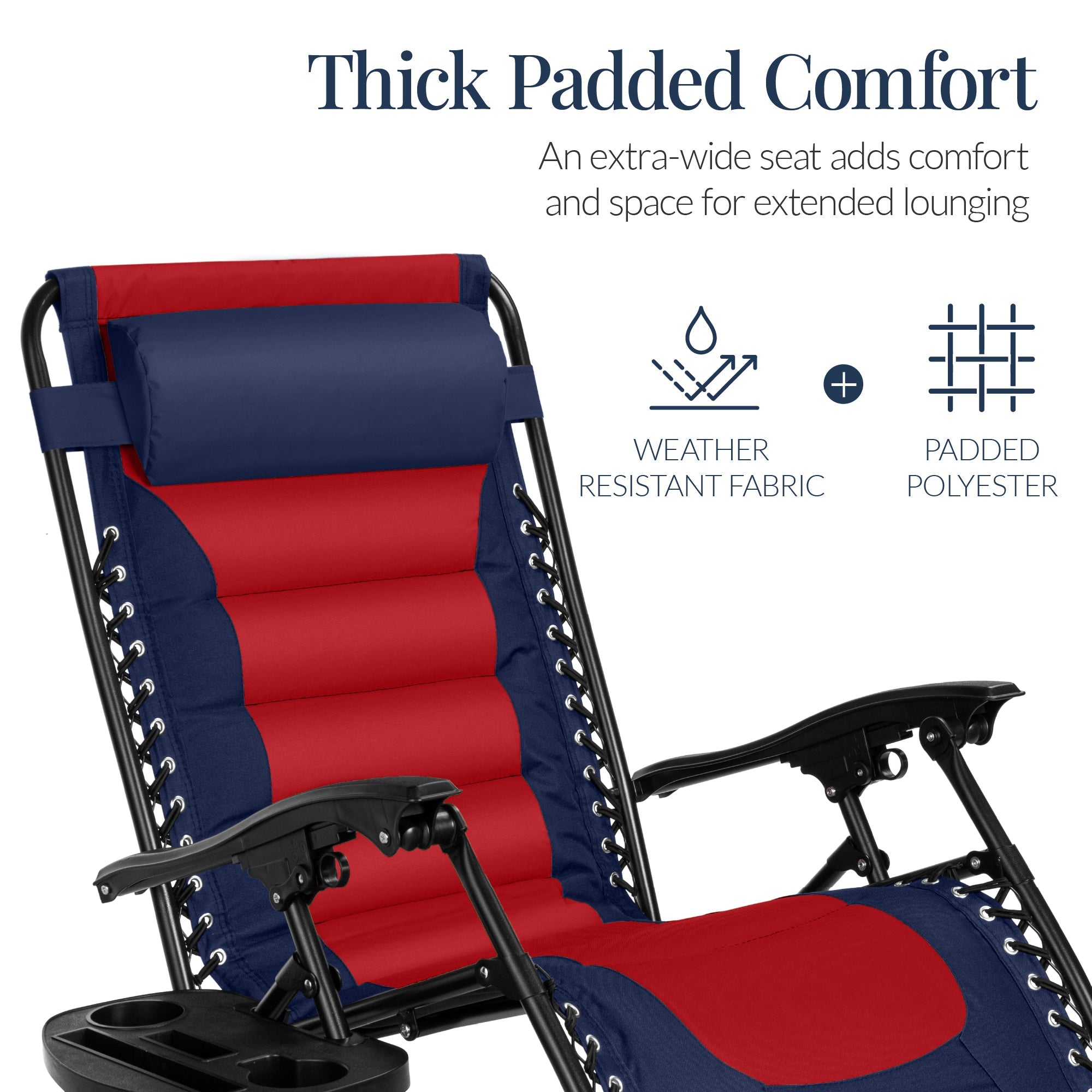 Luxurious Oversized Zero-Gravity Chair — Folding Recliner with Padded Comfort, Headrest and Side Tray