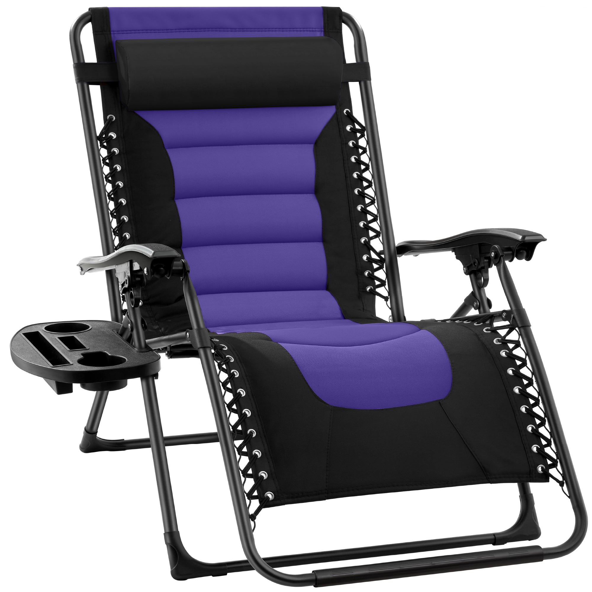 Luxurious Oversized Zero-Gravity Chair — Folding Recliner with Padded Comfort, Headrest and Side Tray