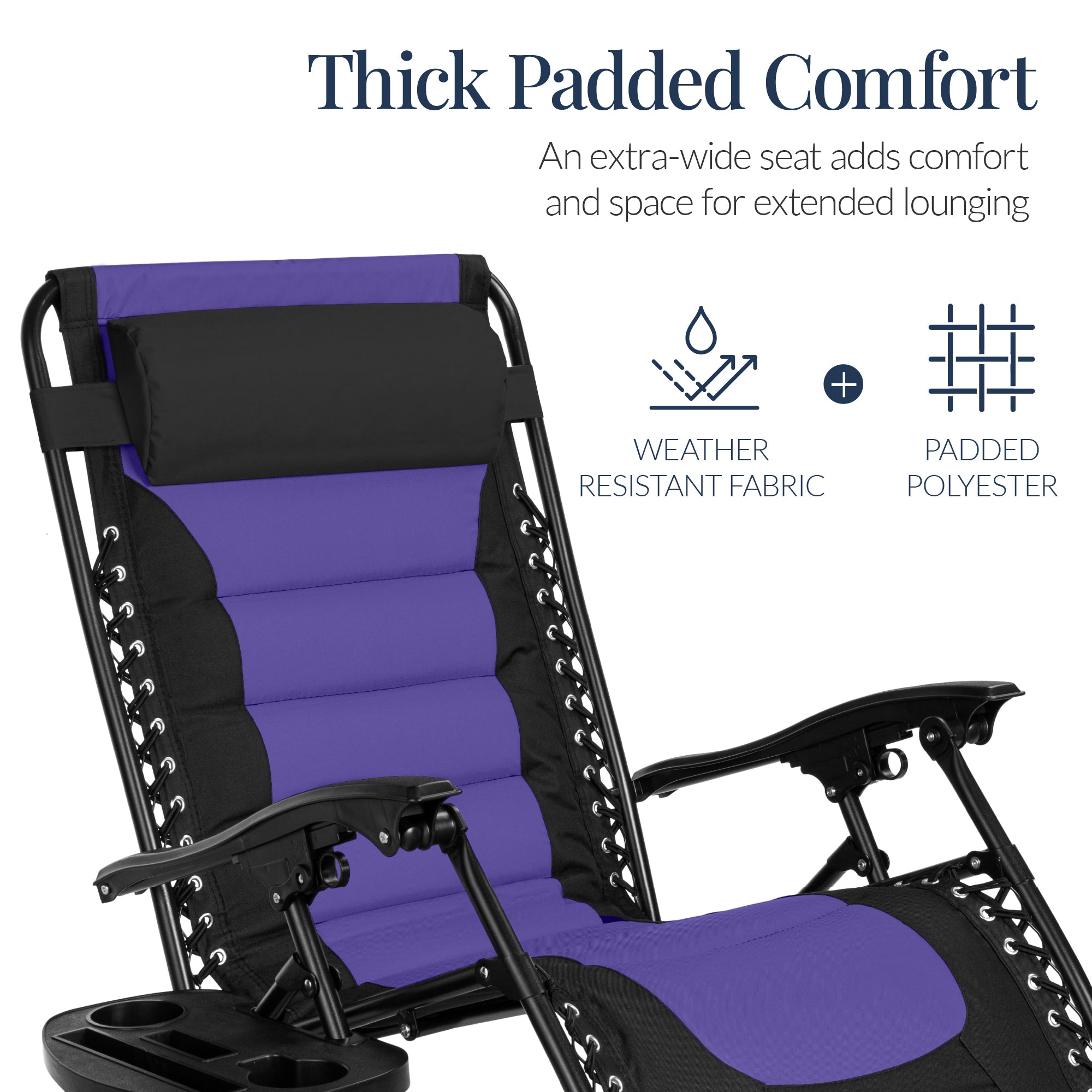 Luxurious Oversized Zero-Gravity Chair — Folding Recliner with Padded Comfort, Headrest and Side Tray