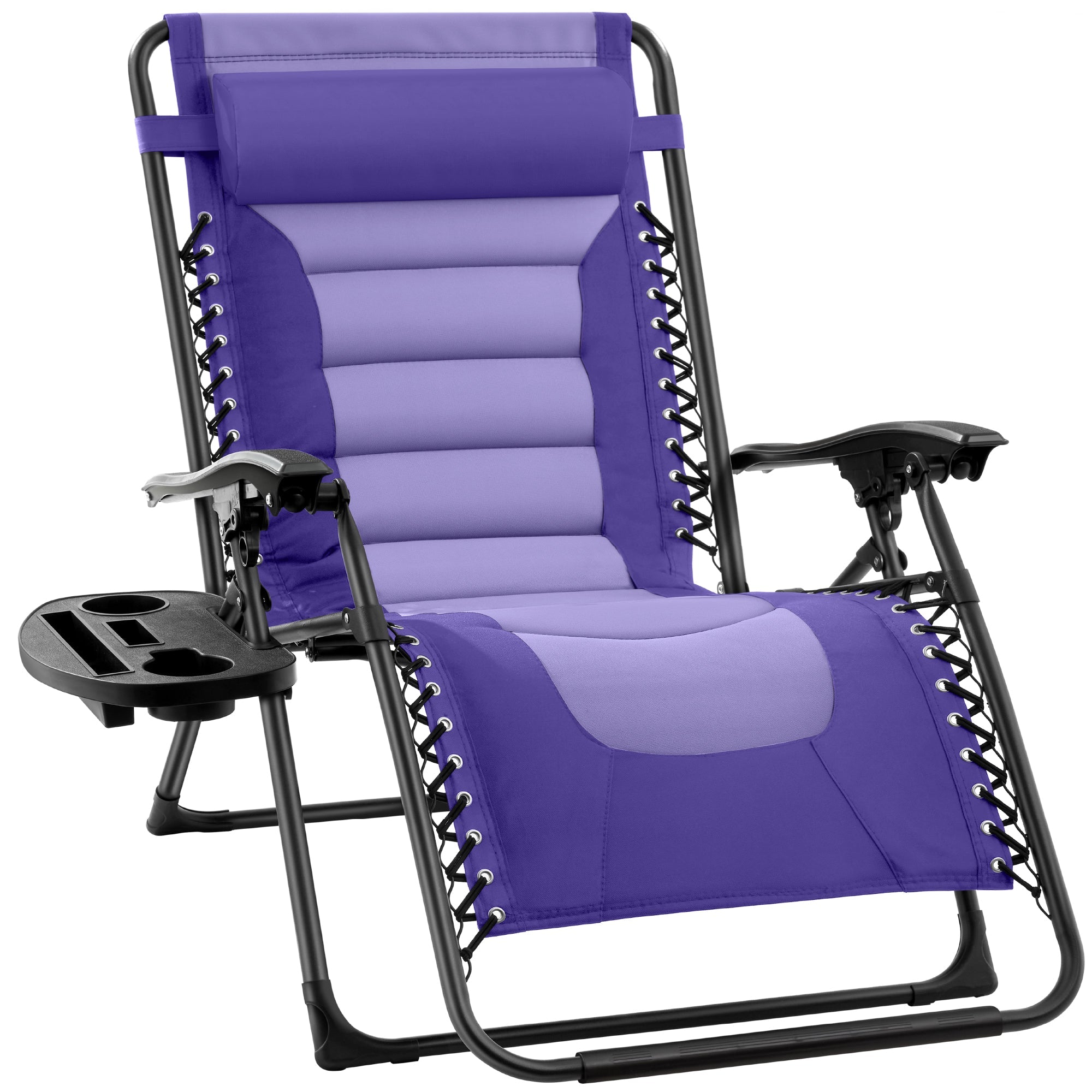 Luxurious Oversized Zero-Gravity Chair — Folding Recliner with Padded Comfort, Headrest and Side Tray
