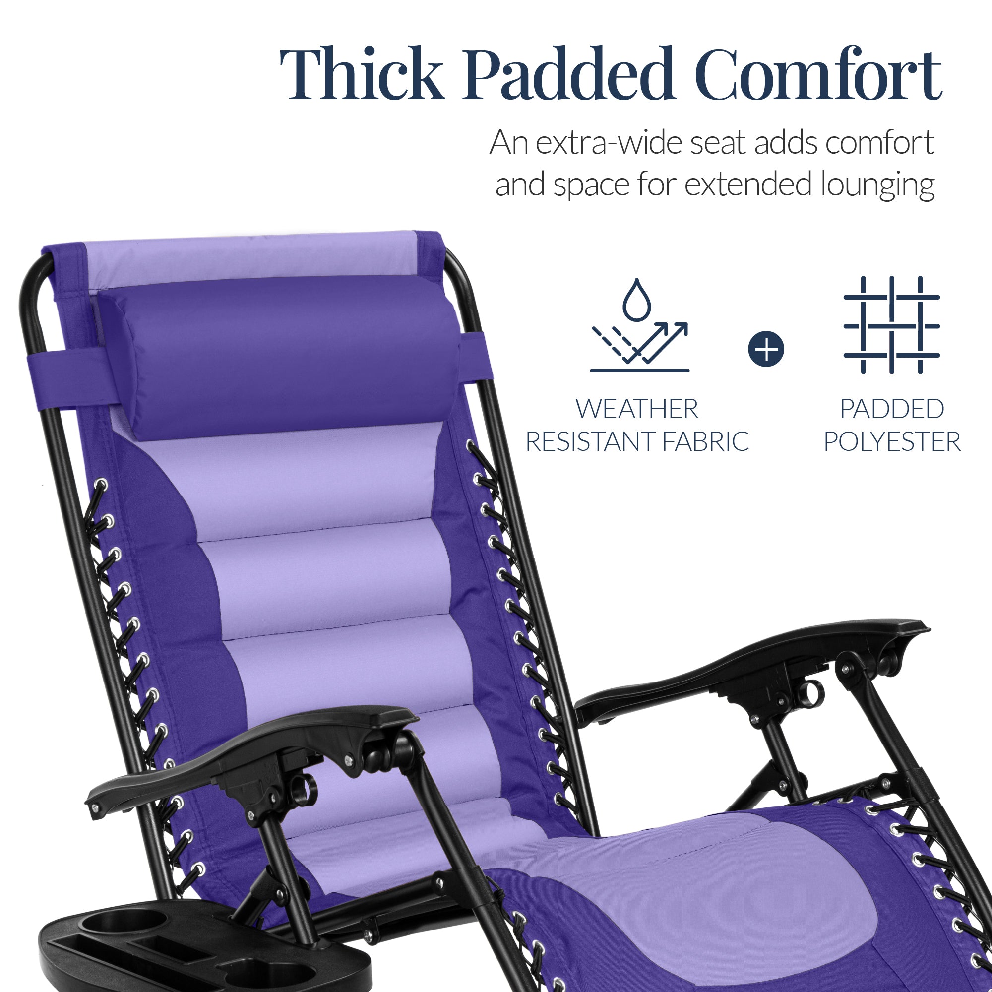 Luxurious Oversized Zero-Gravity Chair — Folding Recliner with Padded Comfort, Headrest and Side Tray