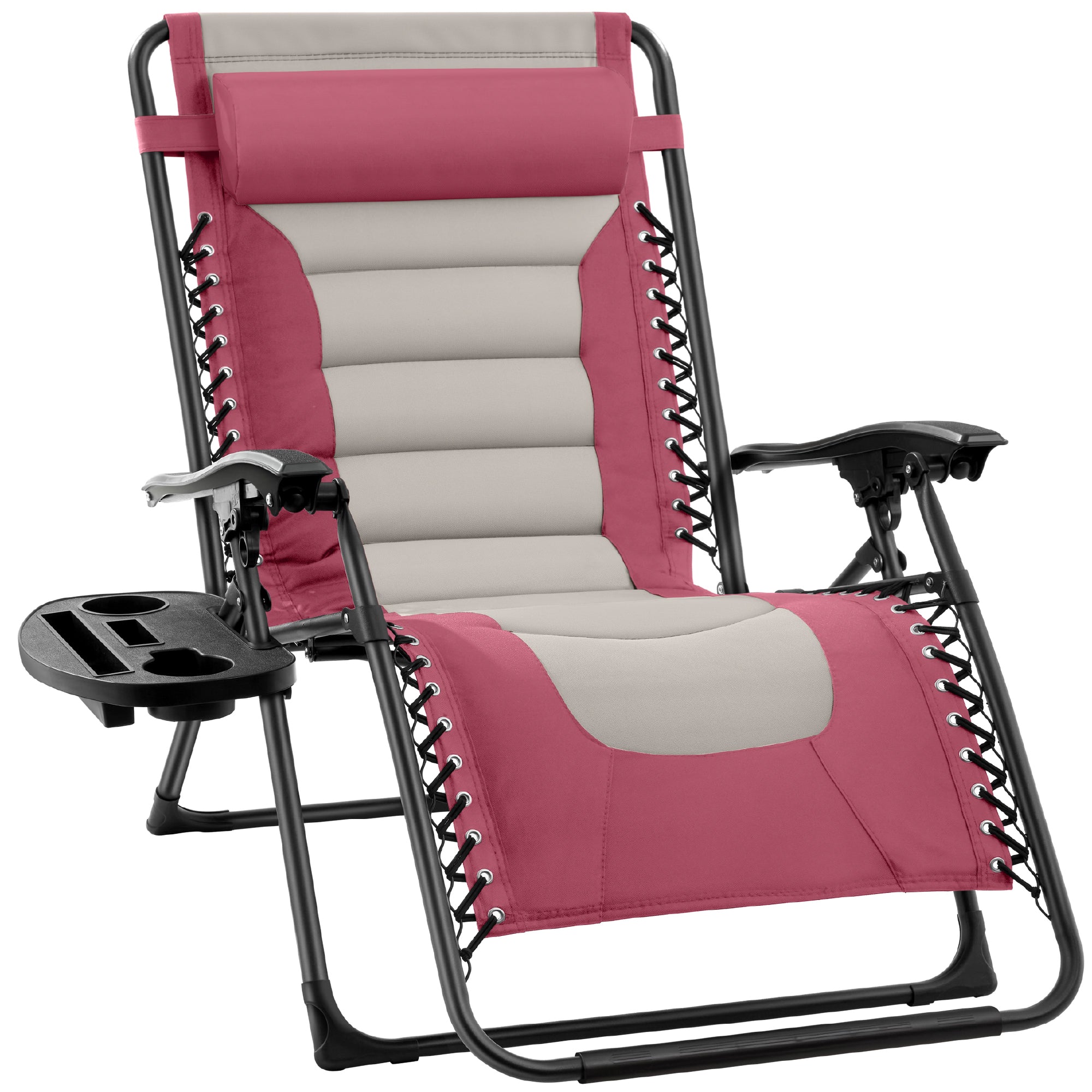 Luxurious Oversized Zero-Gravity Chair — Folding Recliner with Padded Comfort, Headrest and Side Tray