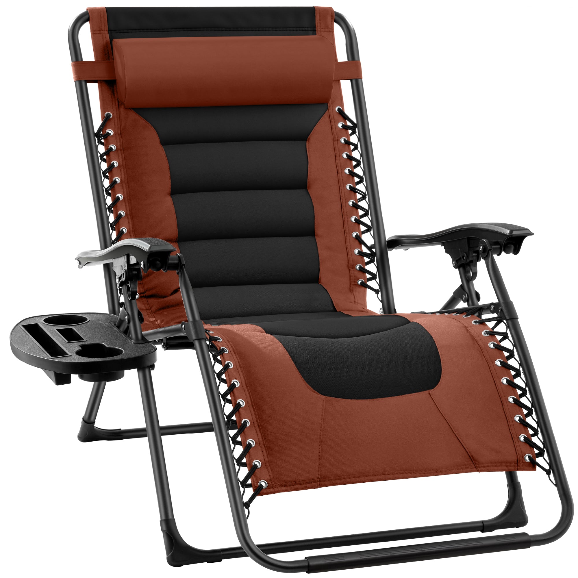 Luxurious Oversized Zero-Gravity Chair — Folding Recliner with Padded Comfort, Headrest and Side Tray