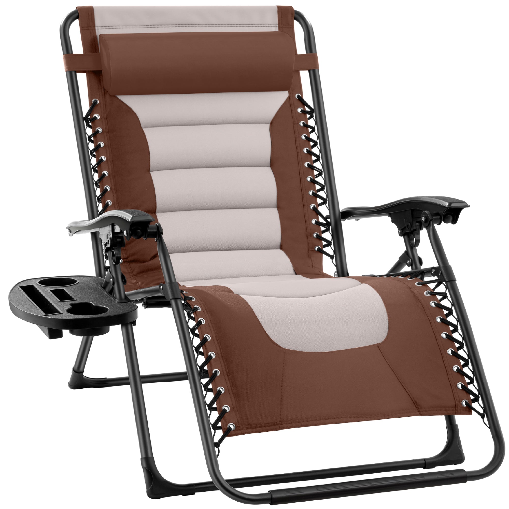 Luxurious Oversized Zero-Gravity Chair — Folding Recliner with Padded Comfort, Headrest and Side Tray