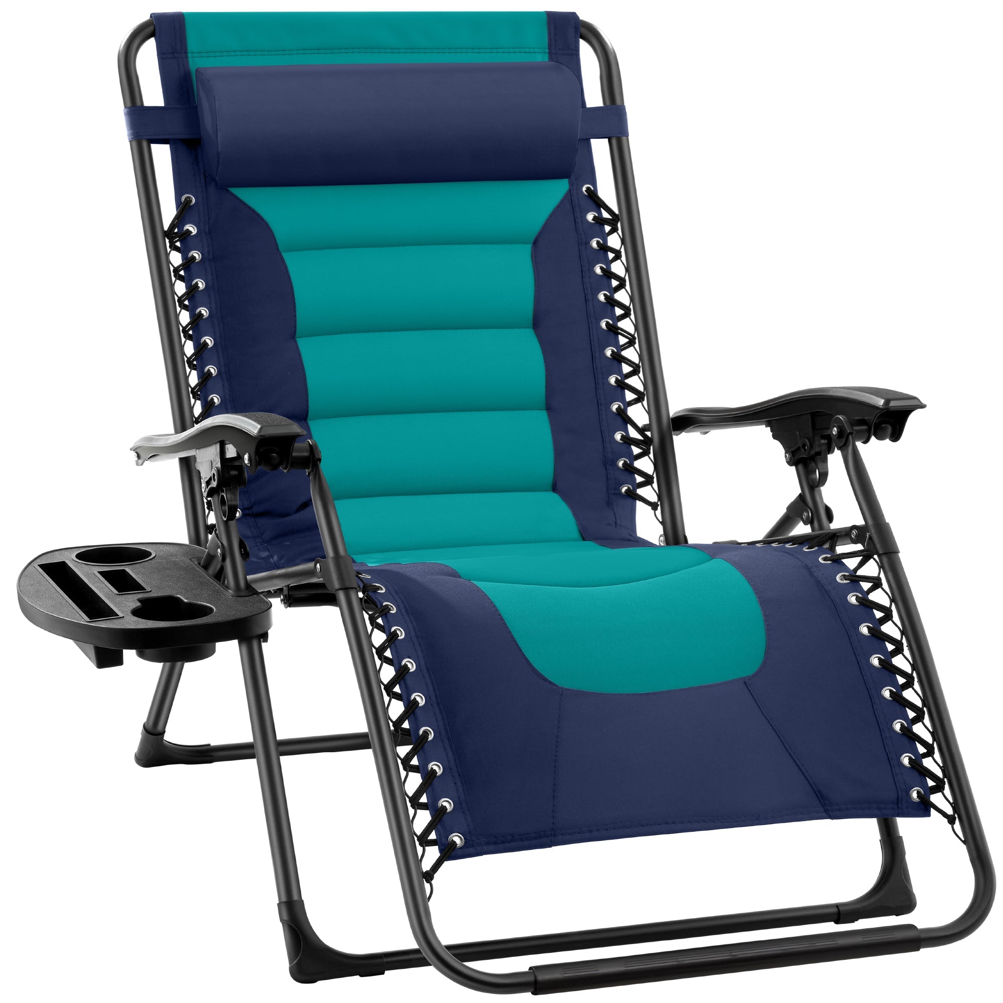 Luxurious Oversized Zero-Gravity Chair — Folding Recliner with Padded Comfort, Headrest and Side Tray