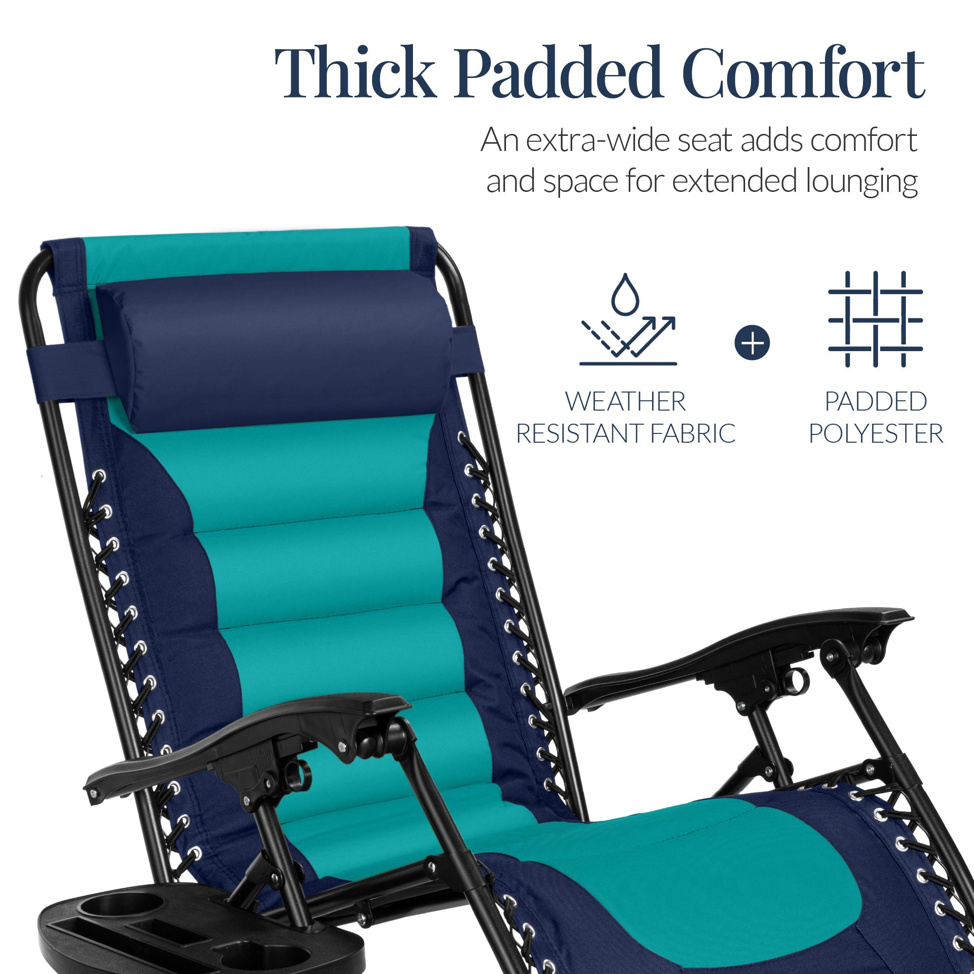 Luxurious Oversized Zero-Gravity Chair — Folding Recliner with Padded Comfort, Headrest and Side Tray
