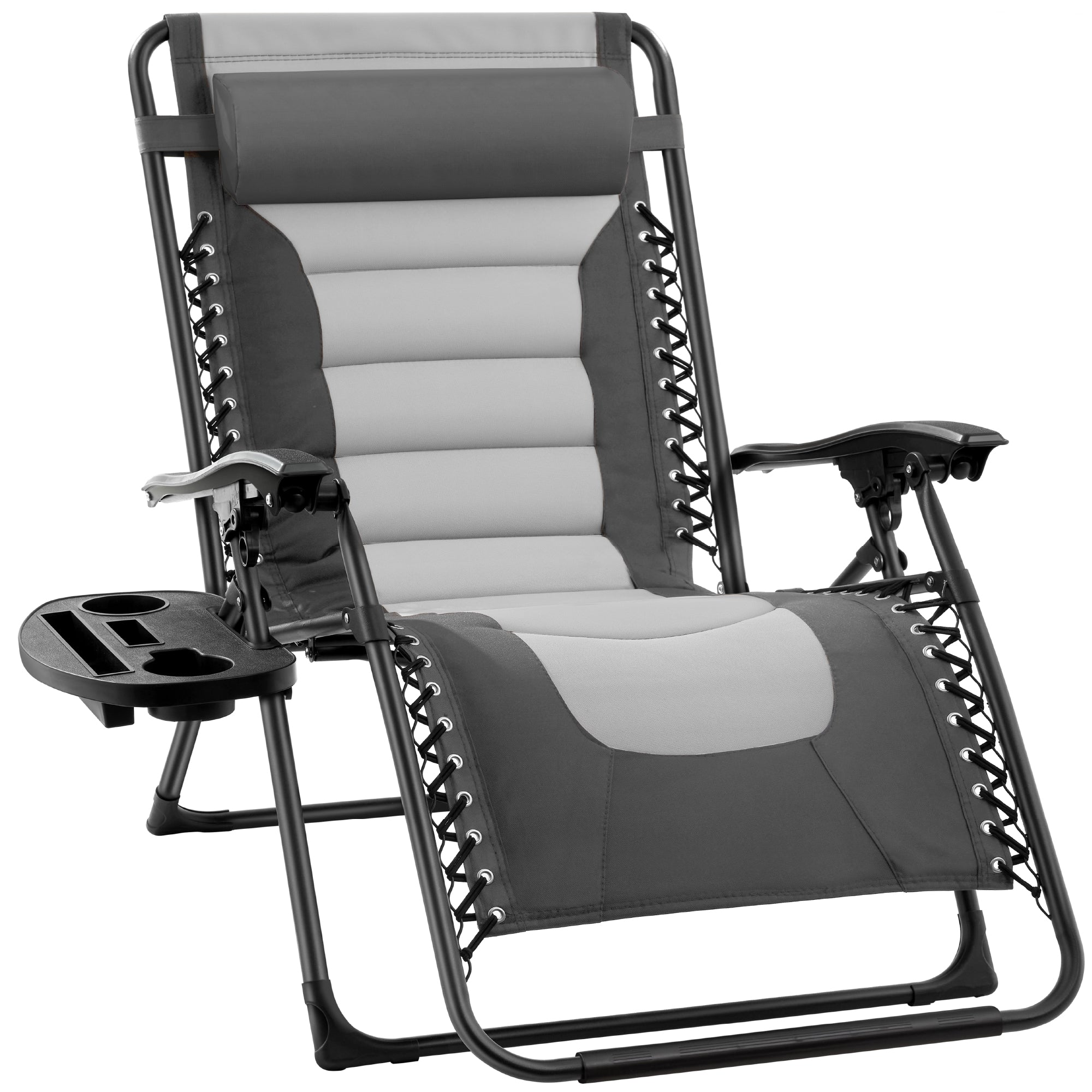 Luxurious Oversized Zero-Gravity Chair — Folding Recliner with Padded Comfort, Headrest and Side Tray