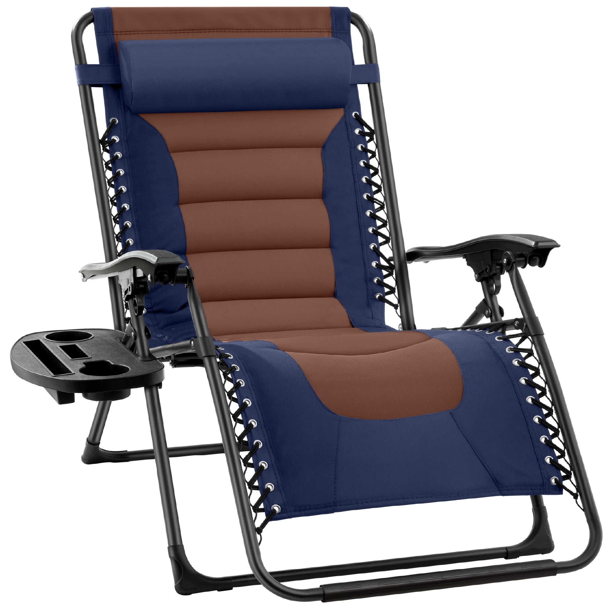 Luxurious Oversized Zero-Gravity Chair — Folding Recliner with Padded Comfort, Headrest and Side Tray