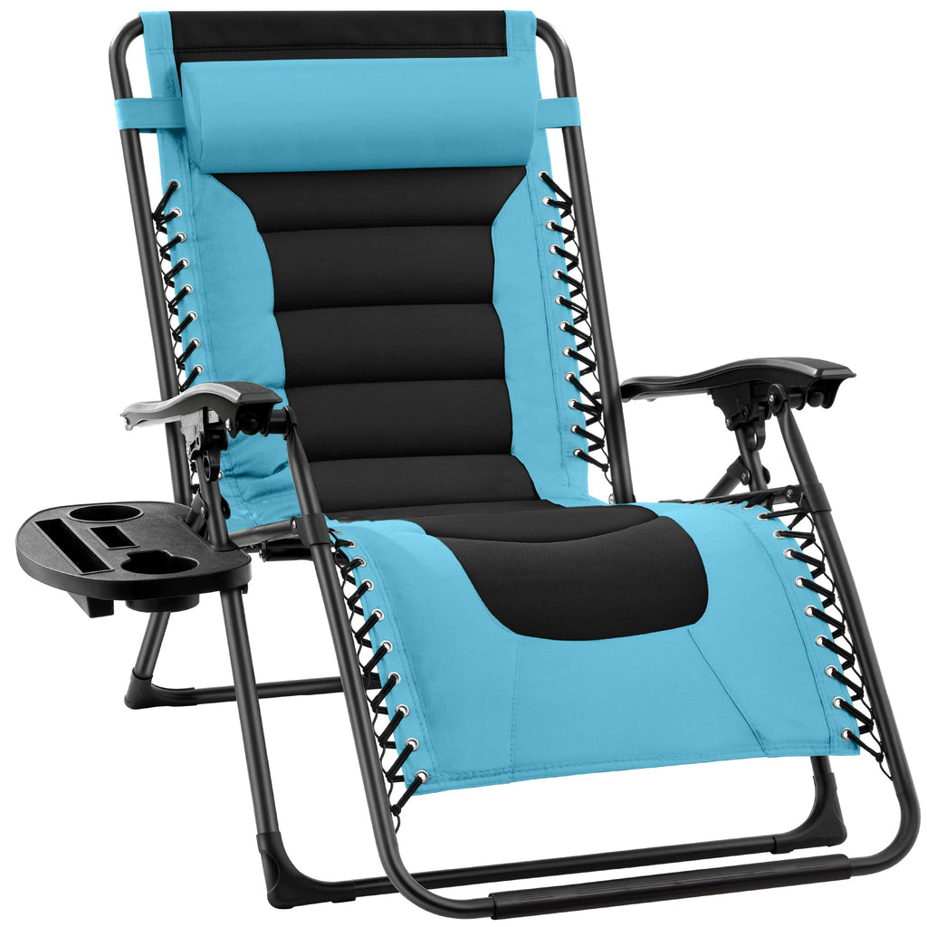Luxurious Oversized Zero-Gravity Chair — Folding Recliner with Padded Comfort, Headrest and Side Tray