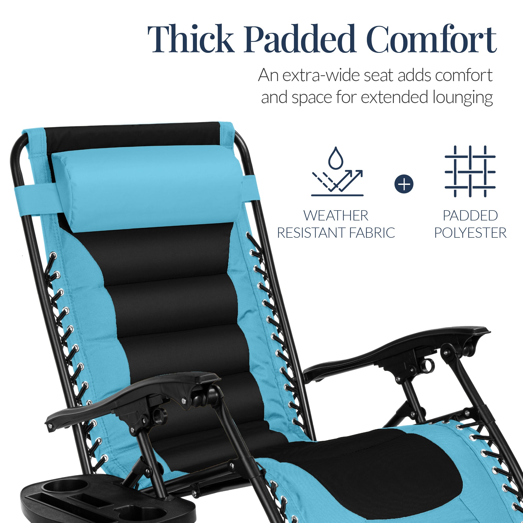 Luxurious Oversized Zero-Gravity Chair — Folding Recliner with Padded Comfort, Headrest and Side Tray