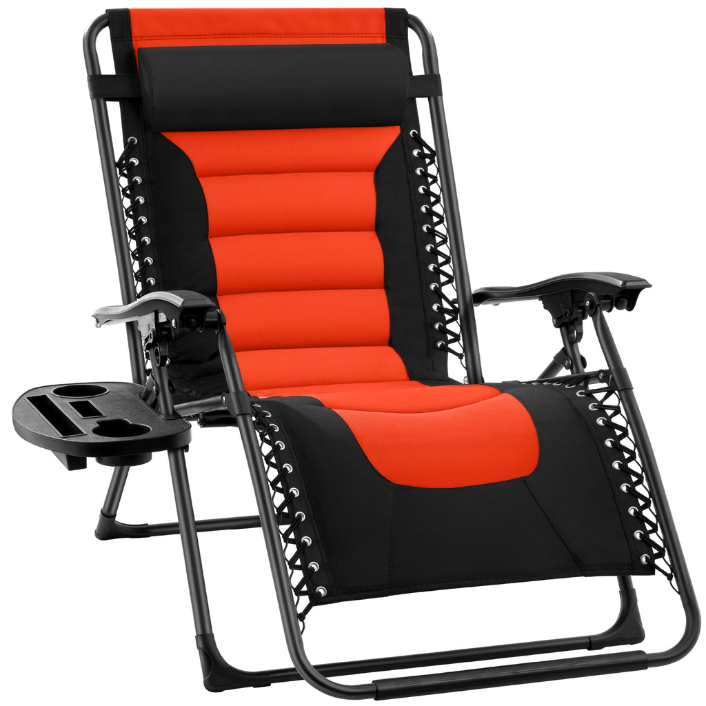 Luxurious Oversized Zero-Gravity Chair — Folding Recliner with Padded Comfort, Headrest and Side Tray