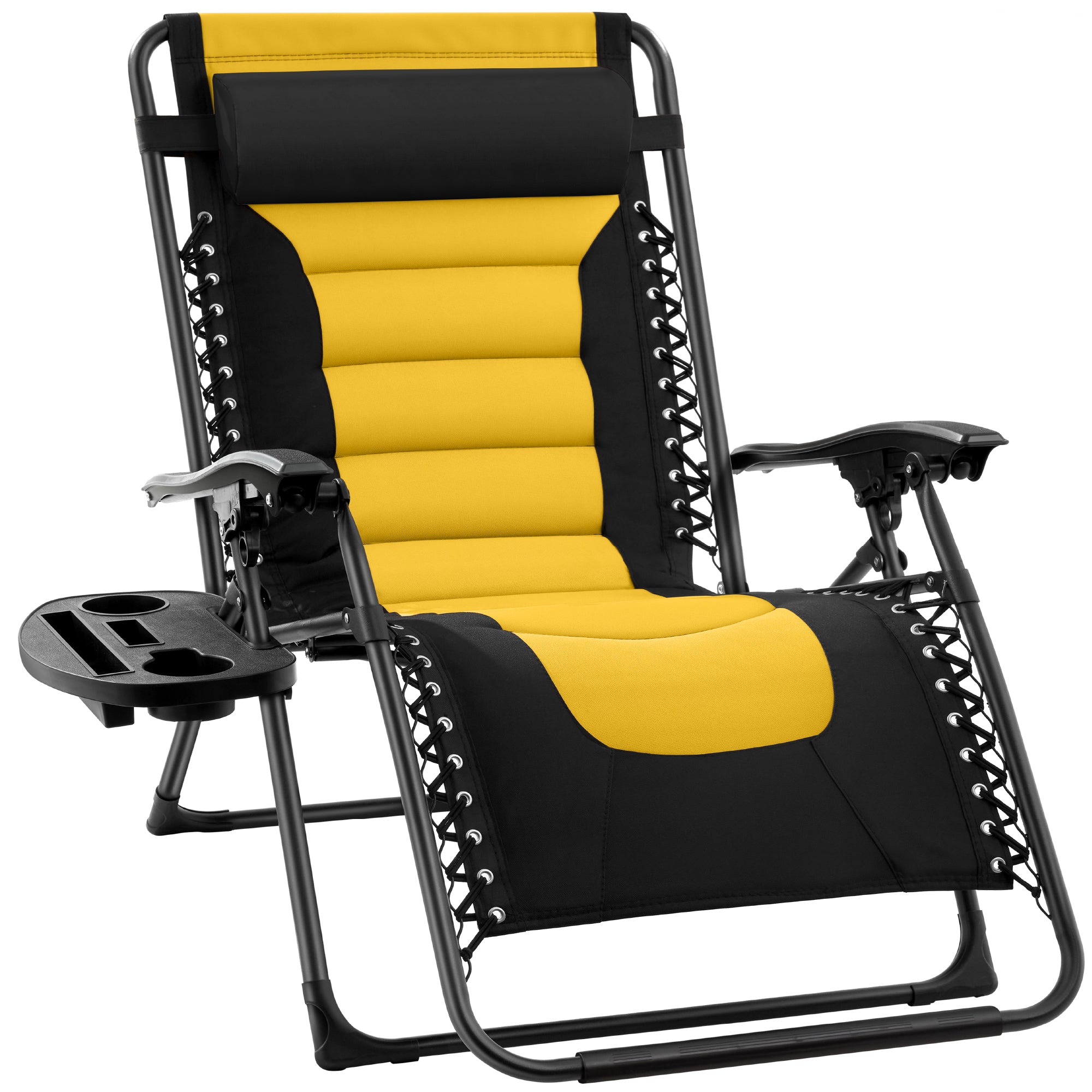 Luxurious Oversized Zero-Gravity Chair — Folding Recliner with Padded Comfort, Headrest and Side Tray