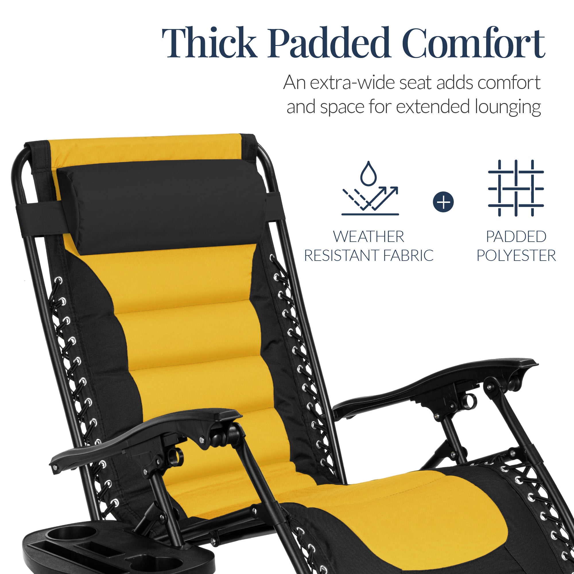 Luxurious Oversized Zero-Gravity Chair — Folding Recliner with Padded Comfort, Headrest and Side Tray