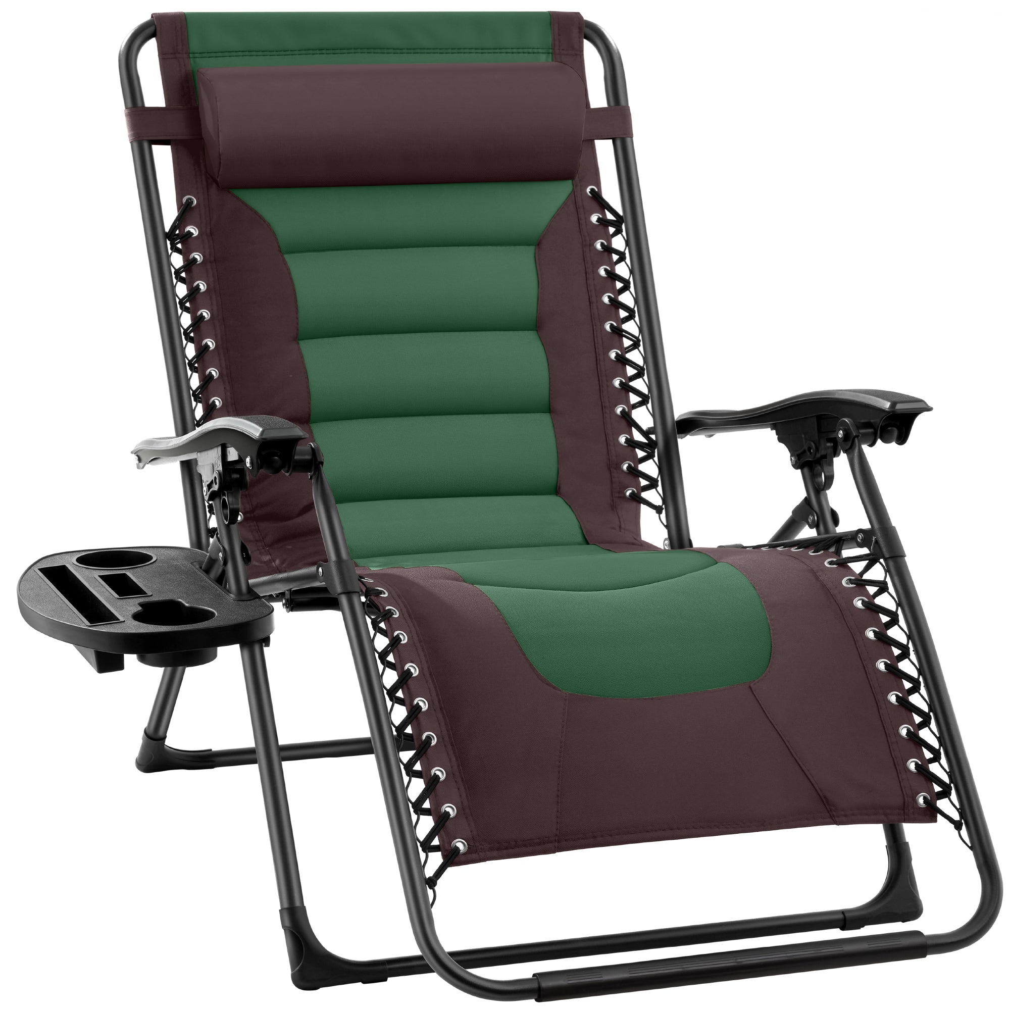 Luxurious Oversized Zero-Gravity Chair — Folding Recliner with Padded Comfort, Headrest and Side Tray