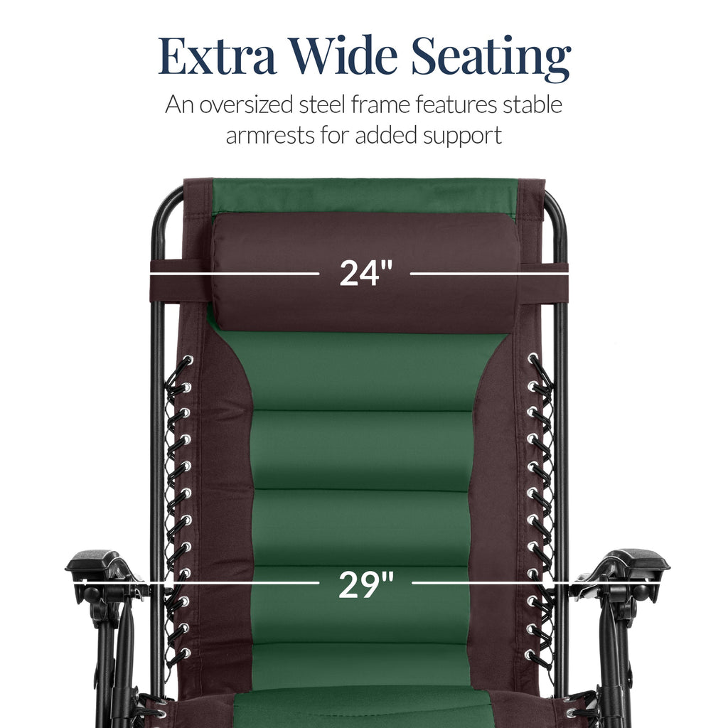 Luxurious Oversized Zero-Gravity Chair — Folding Recliner with Padded Comfort, Headrest and Side Tray