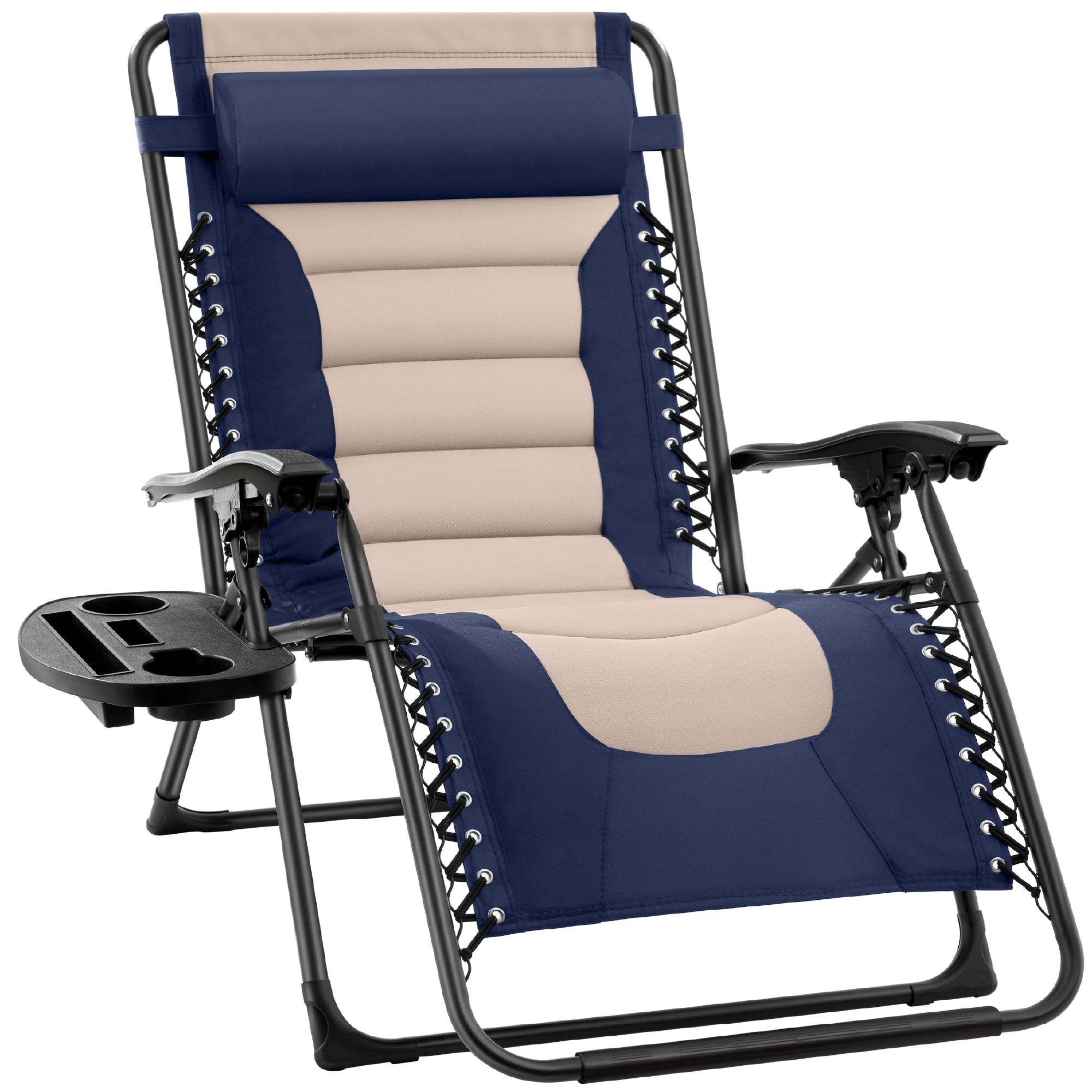 Luxurious Oversized Zero-Gravity Chair — Folding Recliner with Padded Comfort, Headrest and Side Tray