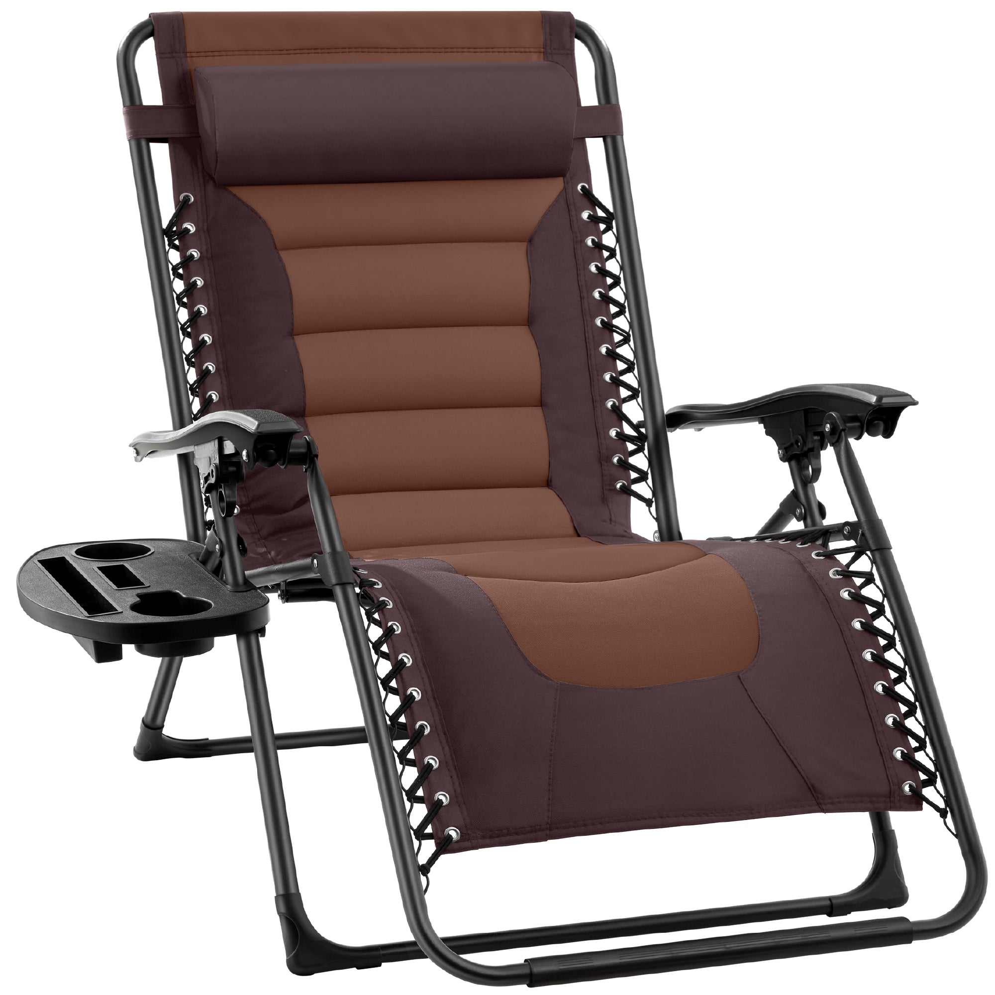 Luxurious Oversized Zero-Gravity Chair — Folding Recliner with Padded Comfort, Headrest and Side Tray