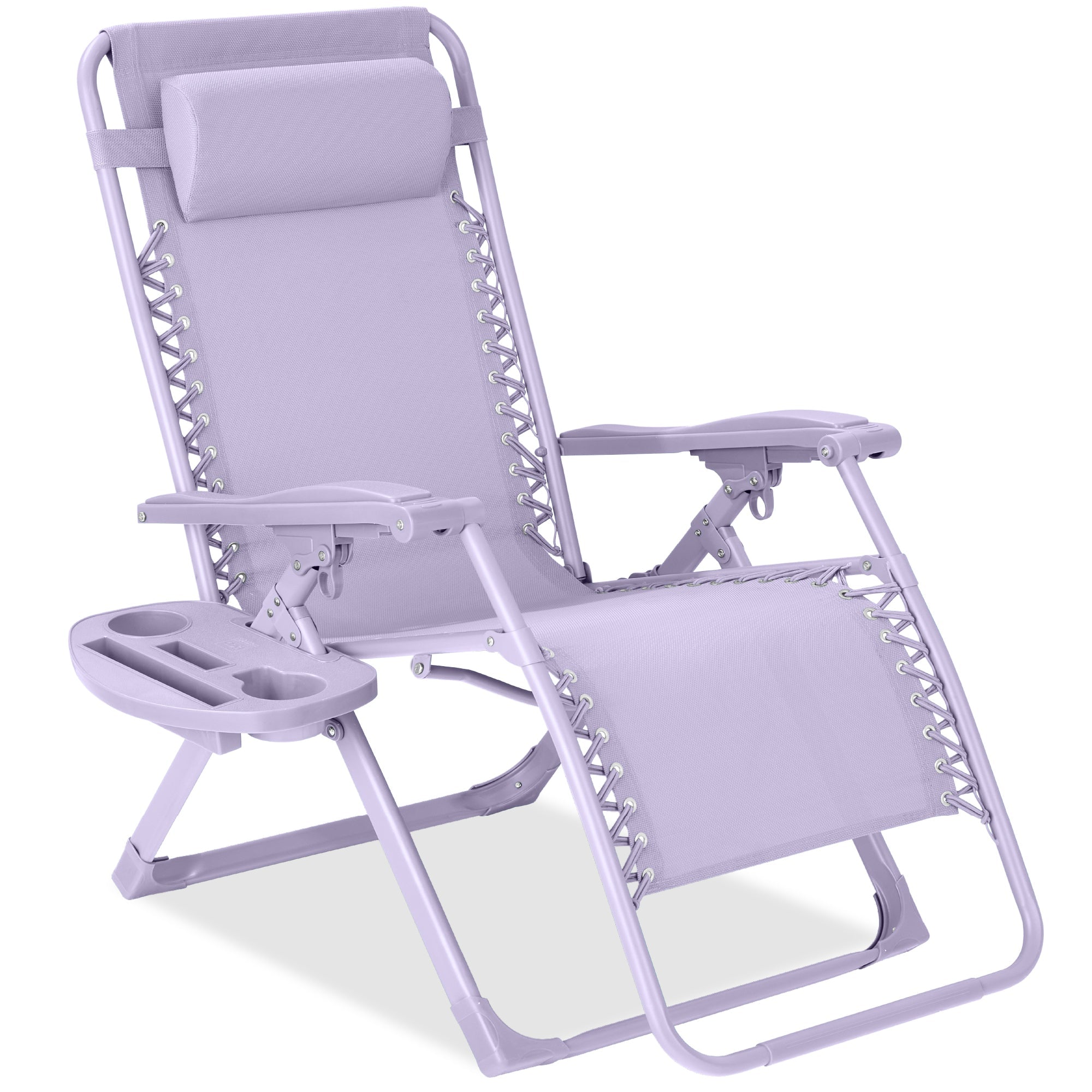 Sleek Monochrome Zero-Gravity Patio Recliner with Side Tray and Headrest