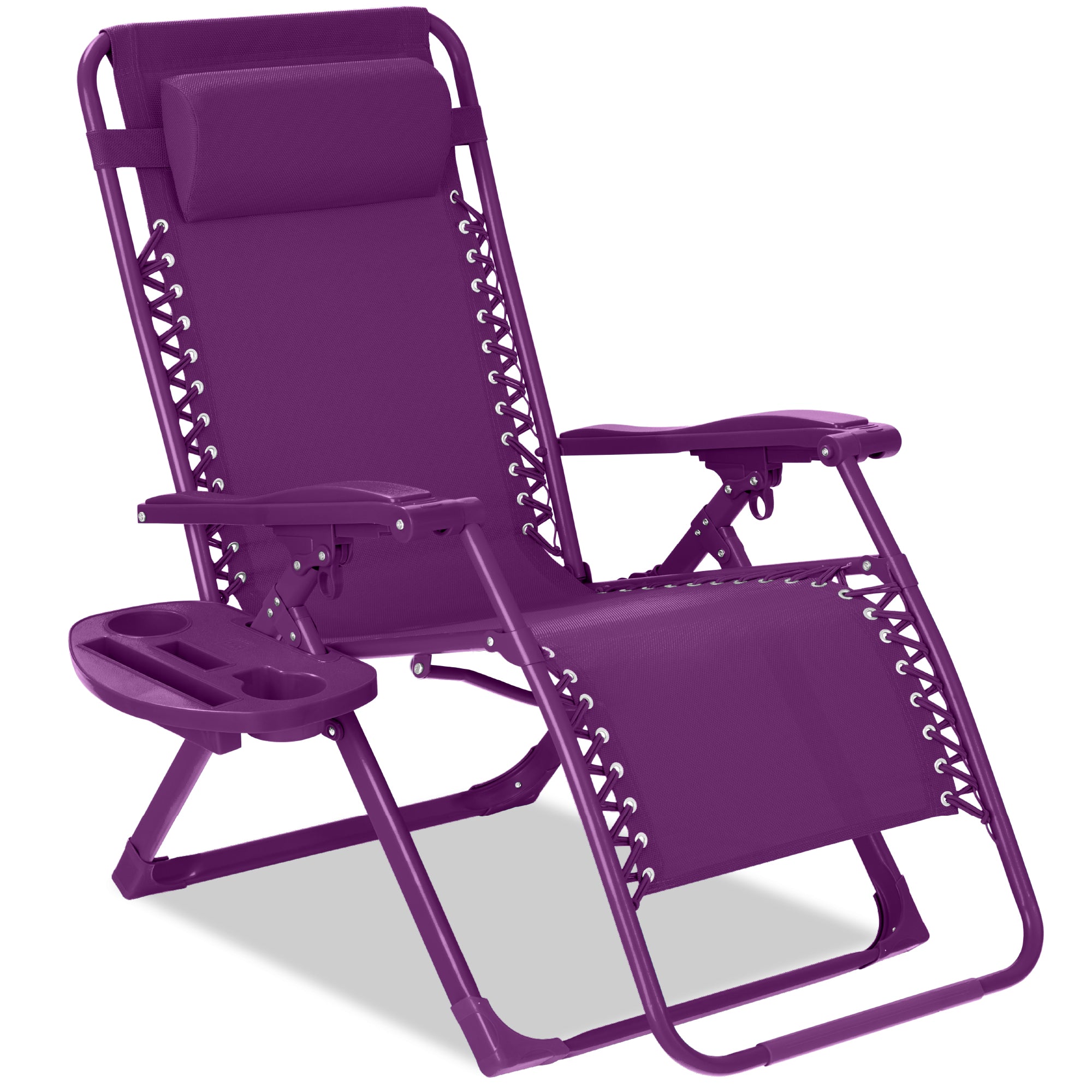 Sleek Monochrome Zero-Gravity Patio Recliner with Side Tray and Headrest