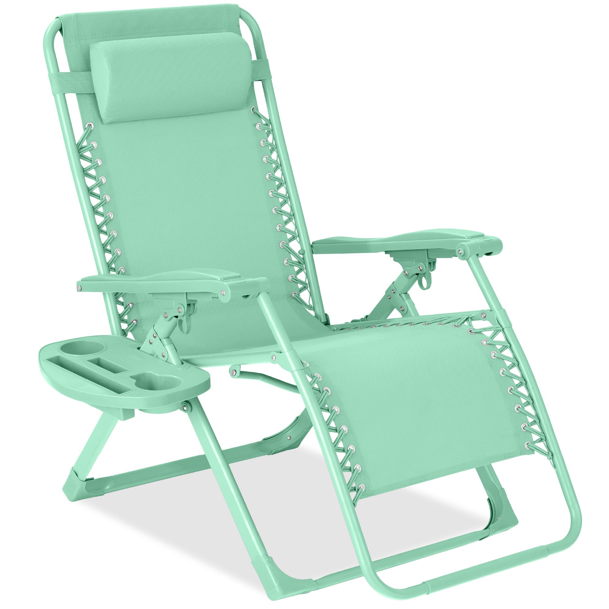 Sleek Monochrome Zero-Gravity Patio Recliner with Side Tray and Headrest
