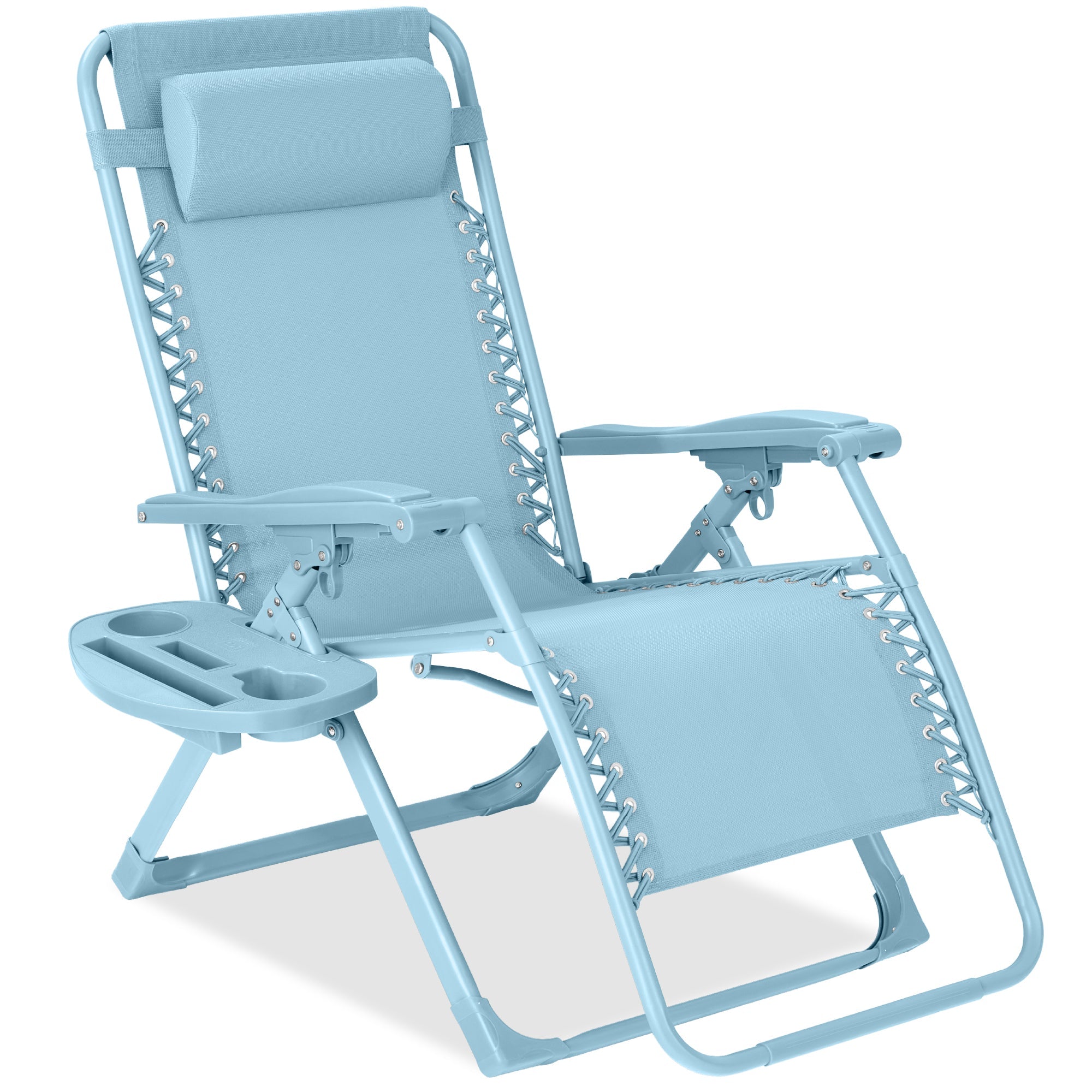 Sleek Monochrome Zero-Gravity Patio Recliner with Side Tray and Headrest