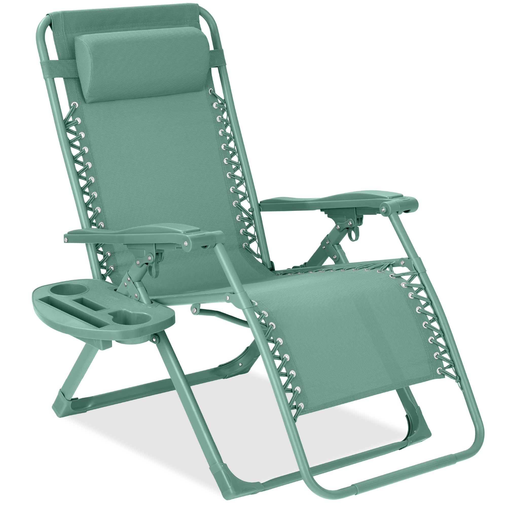Sleek Monochrome Zero-Gravity Patio Recliner with Side Tray and Headrest