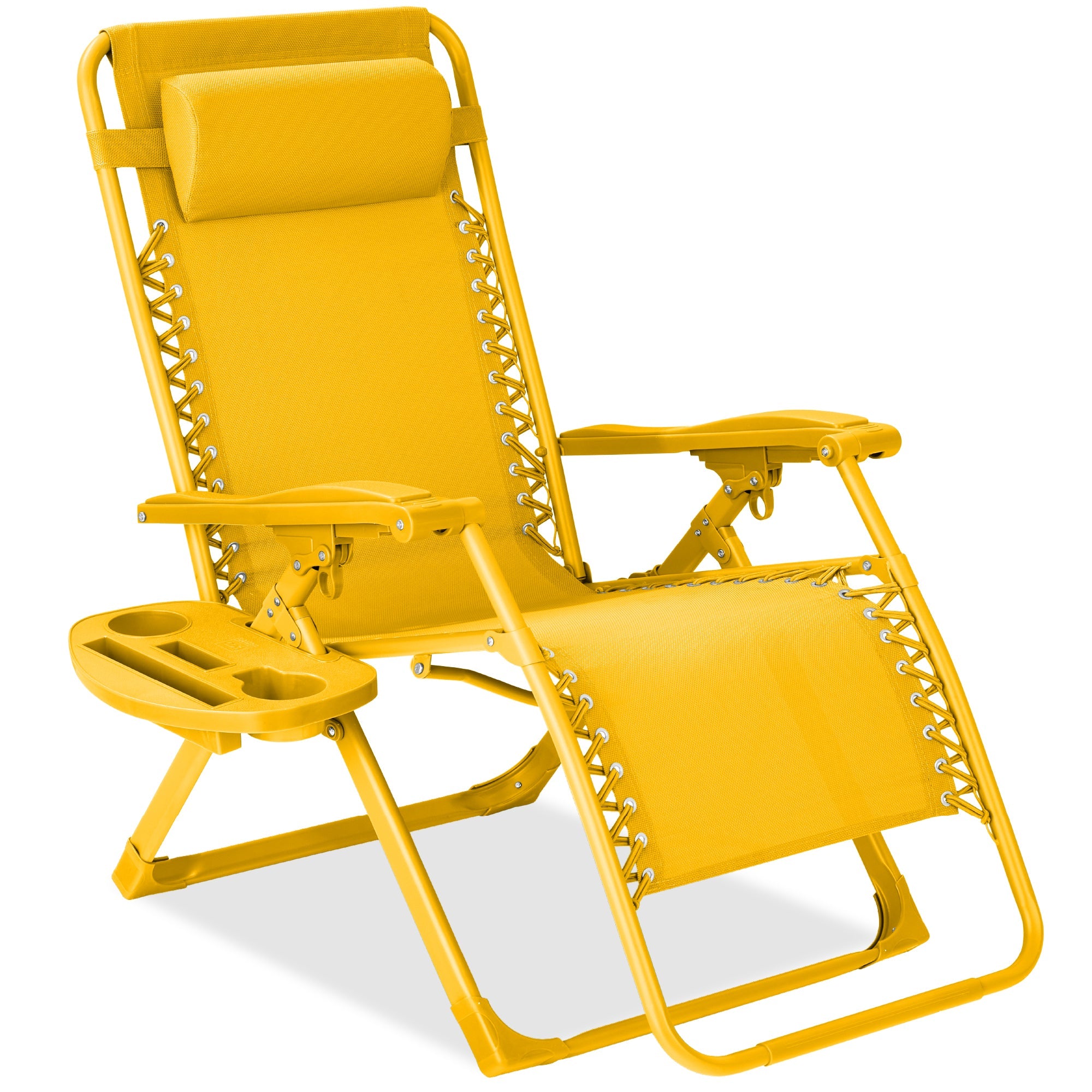 Sleek Monochrome Zero-Gravity Patio Recliner with Side Tray and Headrest