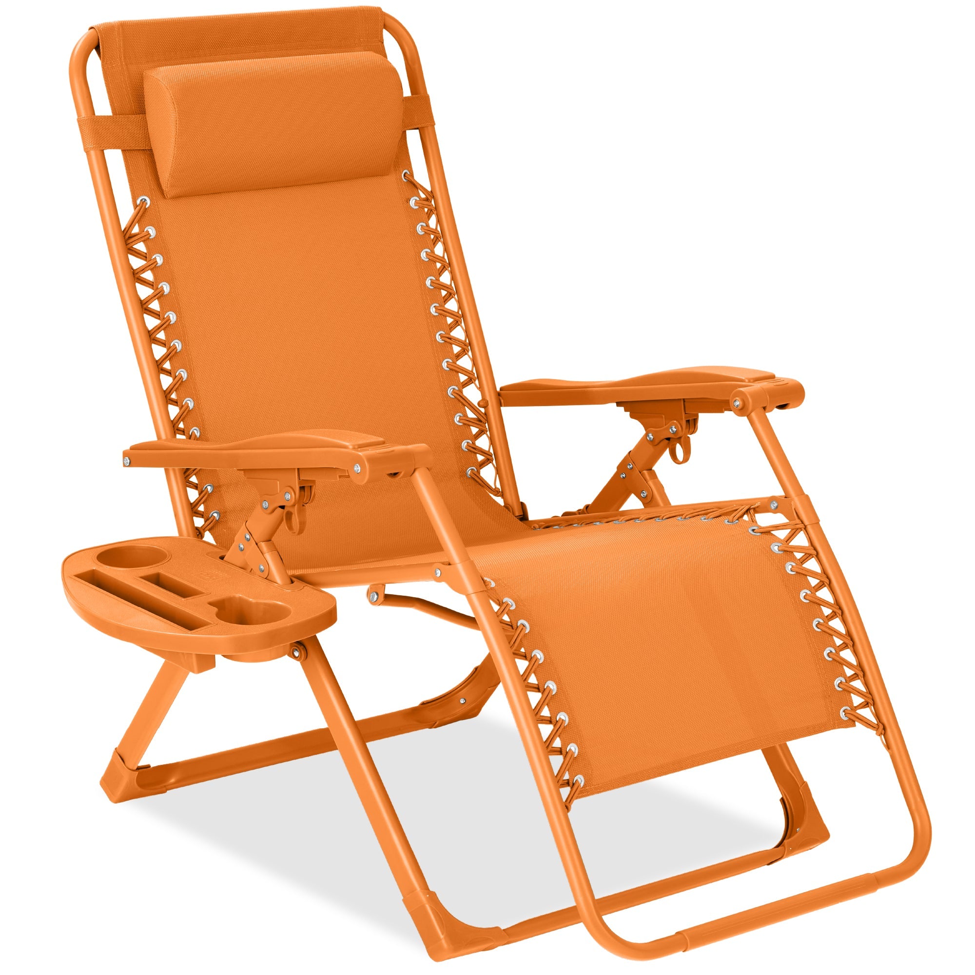 Sleek Monochrome Zero-Gravity Patio Recliner with Side Tray and Headrest