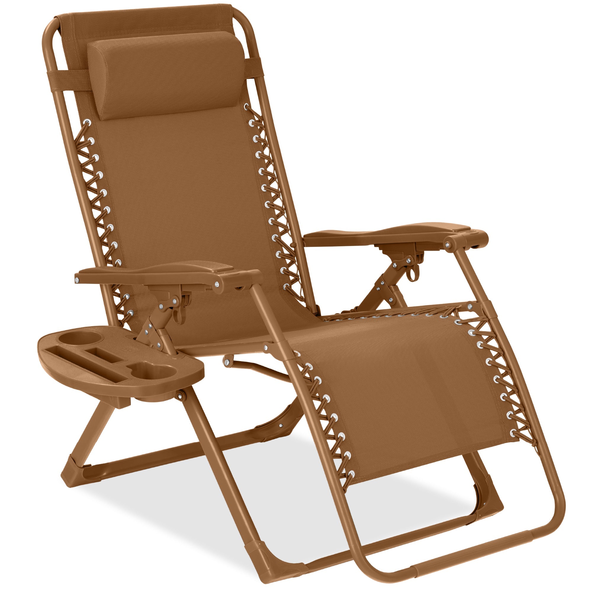 Sleek Monochrome Zero-Gravity Patio Recliner with Side Tray and Headrest