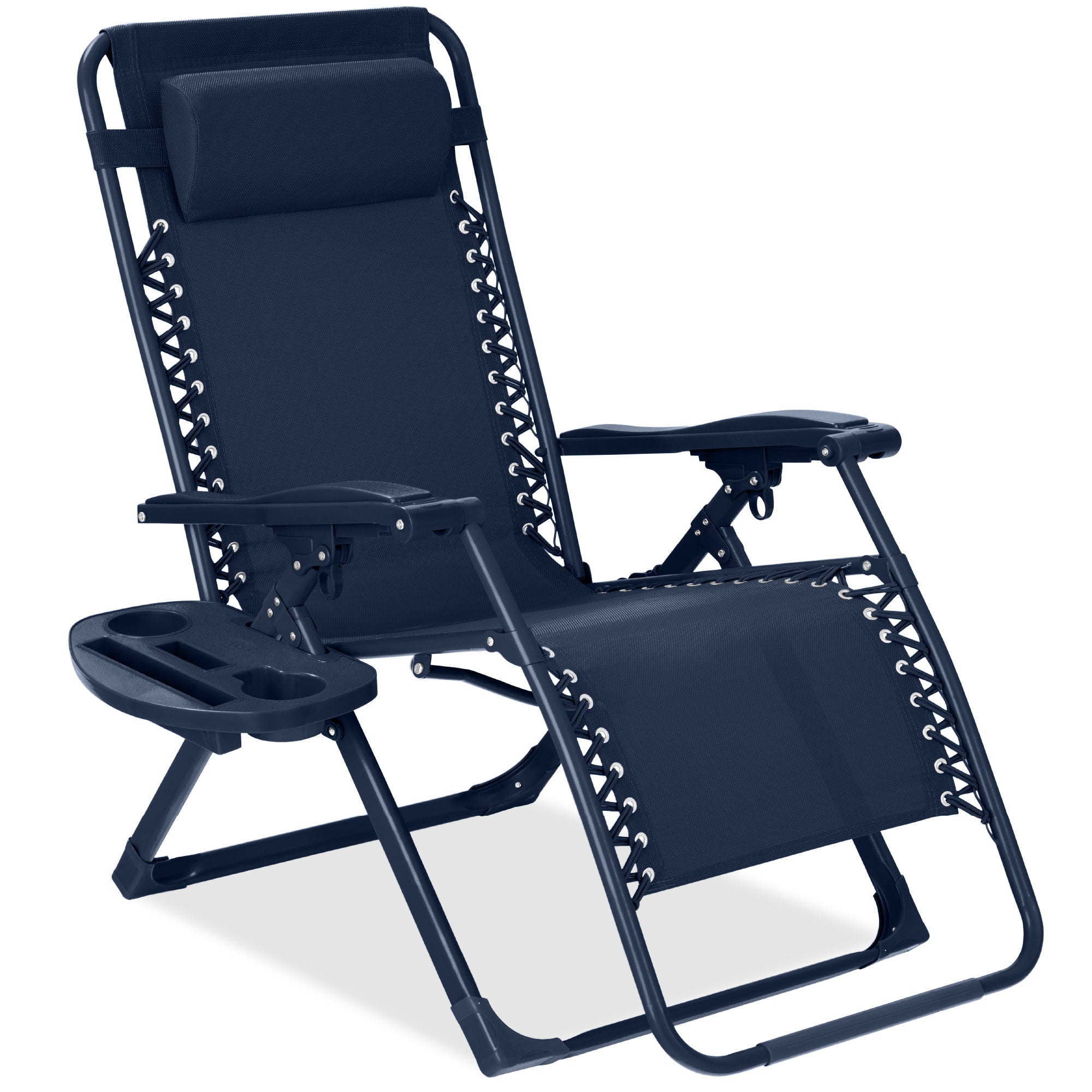 Sleek Monochrome Zero-Gravity Patio Recliner with Side Tray and Headrest