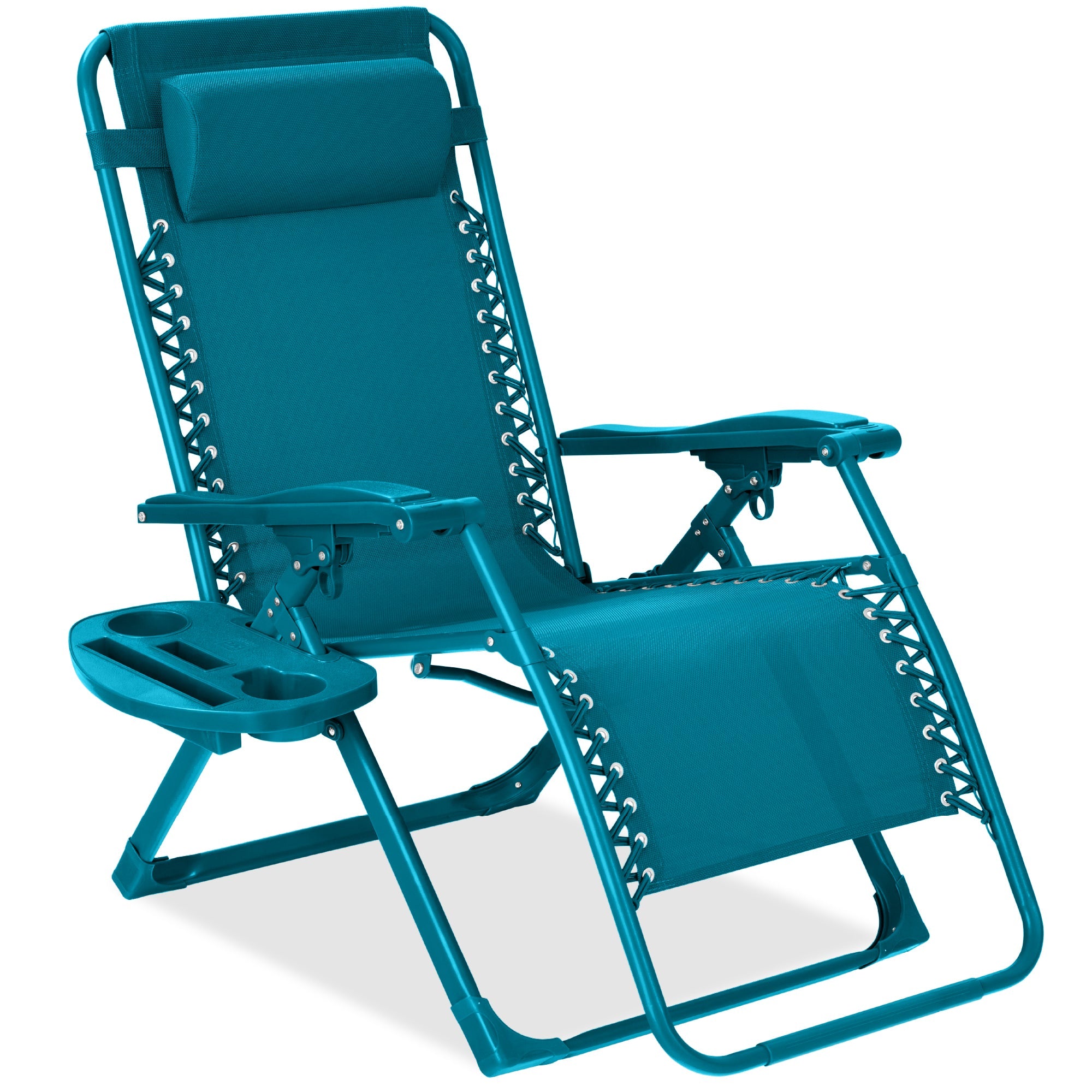 Sleek Monochrome Zero-Gravity Patio Recliner with Side Tray and Headrest