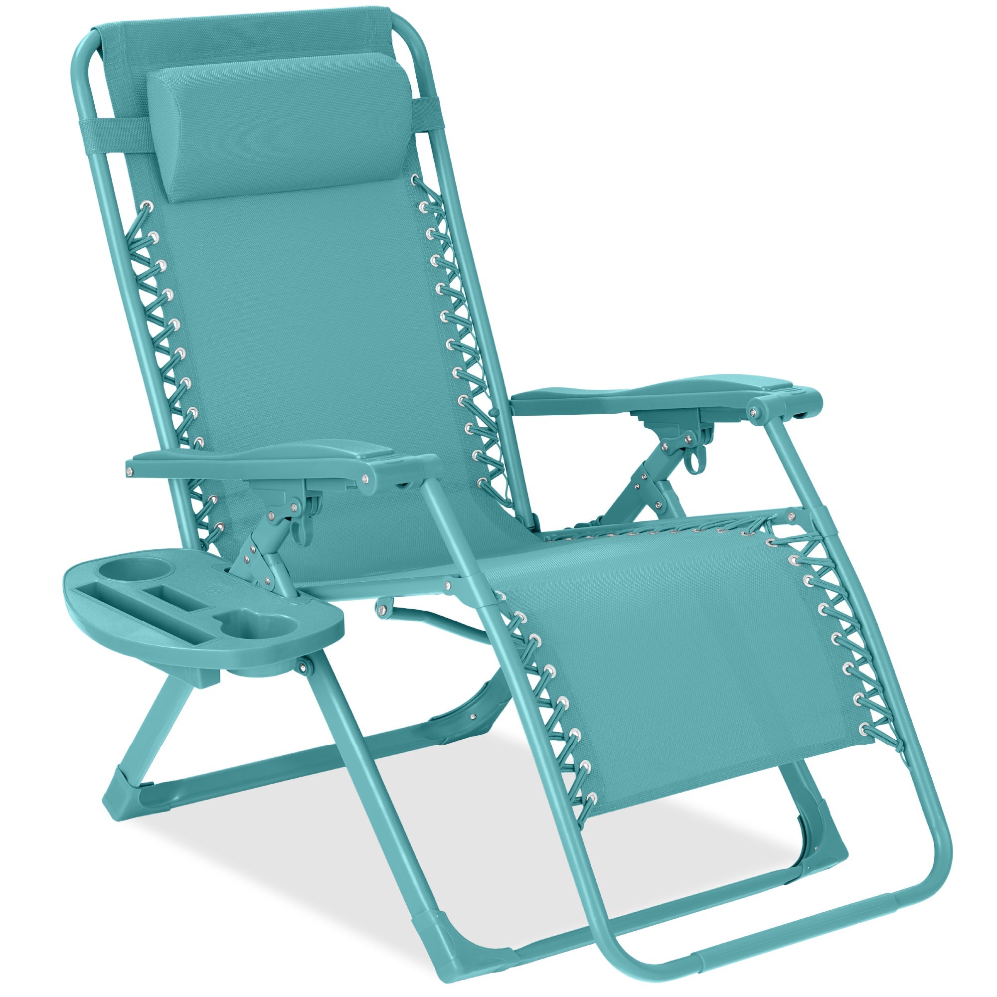 Sleek Monochrome Zero-Gravity Patio Recliner with Side Tray and Headrest