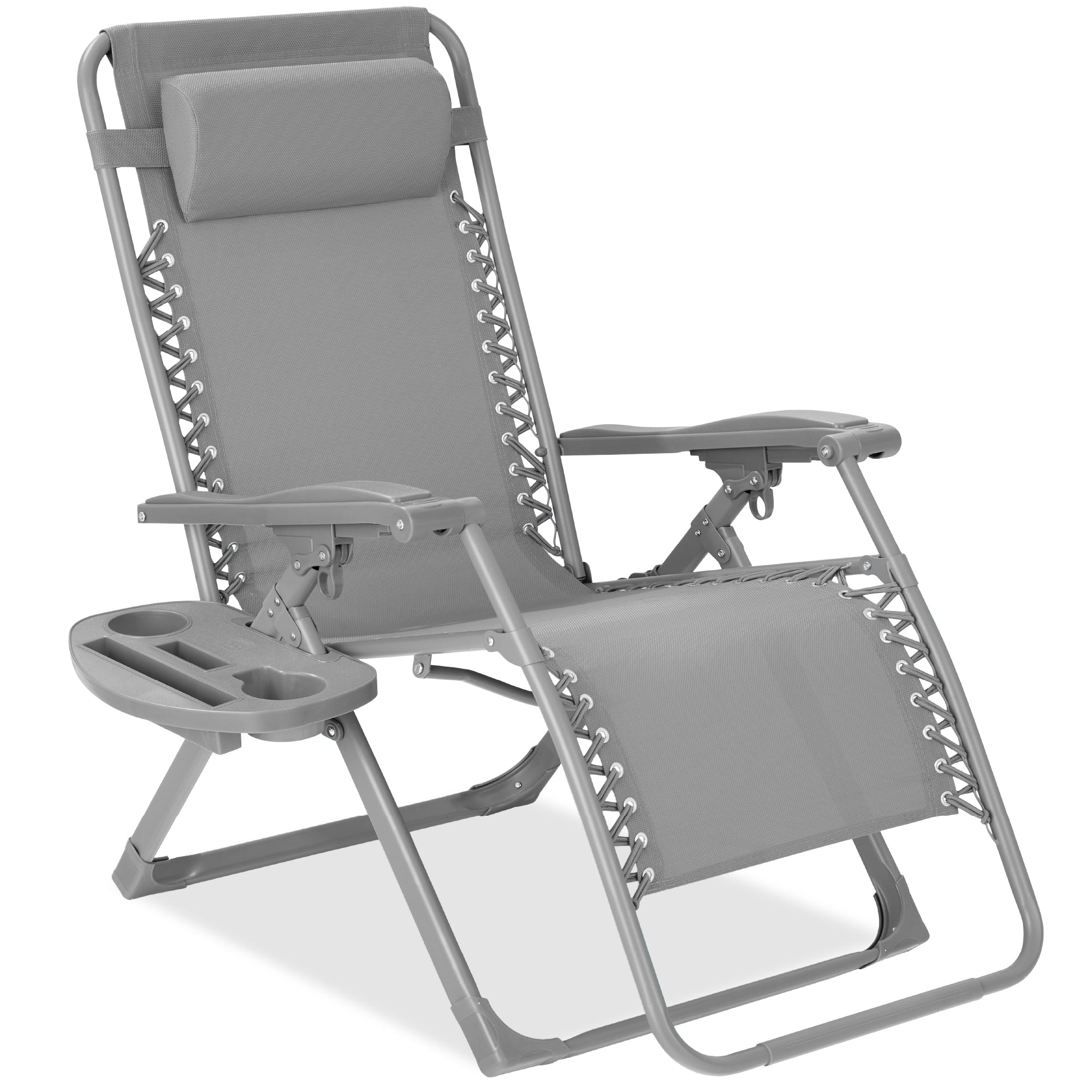 Sleek Monochrome Zero-Gravity Patio Recliner with Side Tray and Headrest